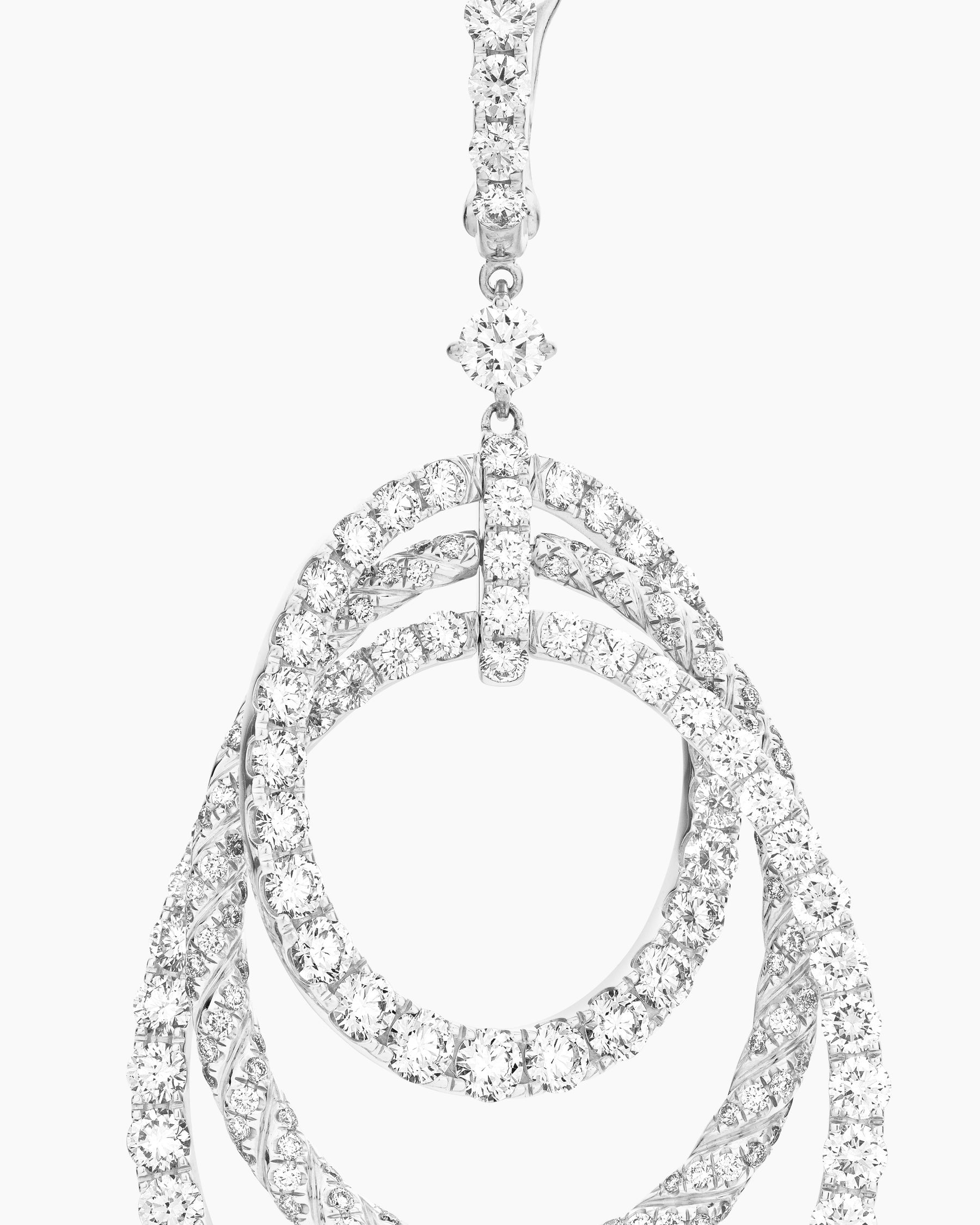 Floating Diamonds Drop Earrings in White Gold - Image 3