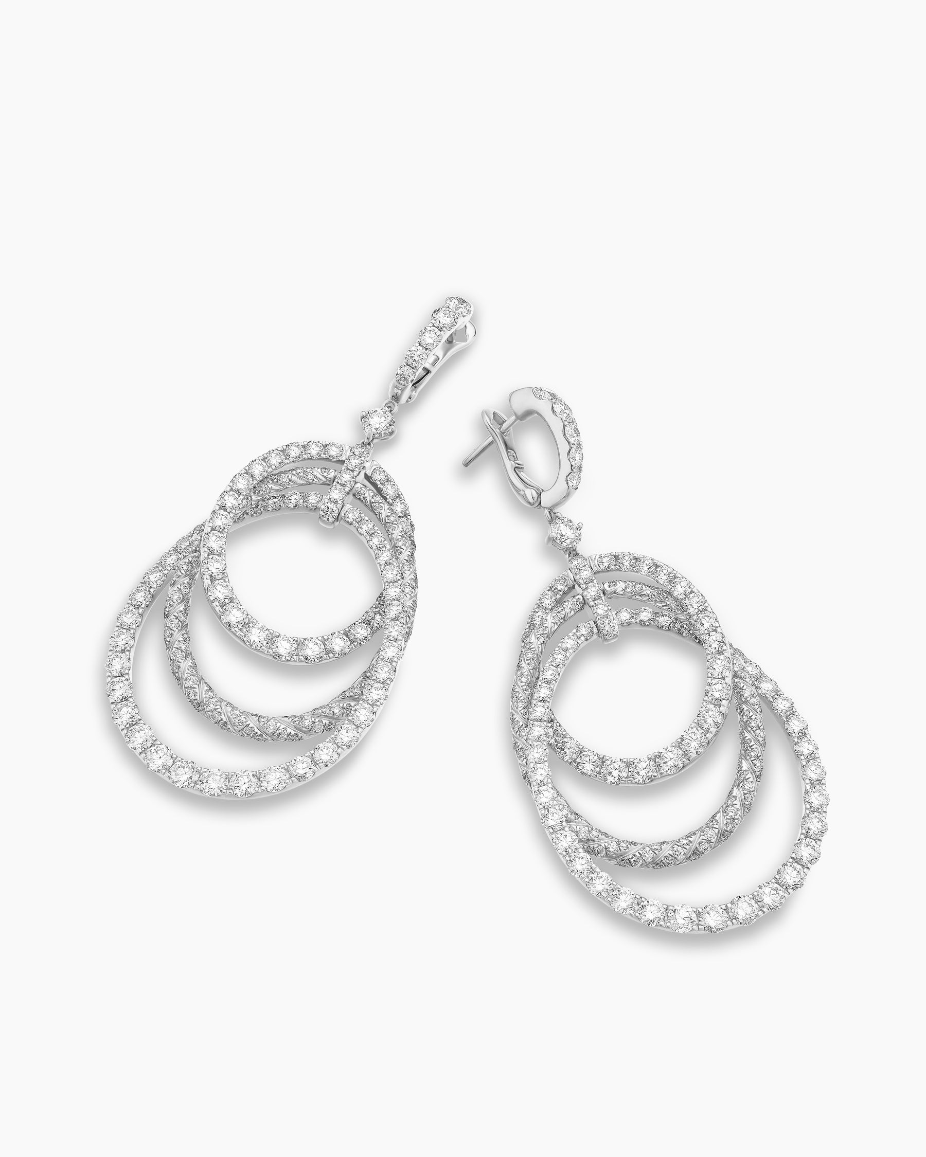 Floating Diamonds Drop Earrings in White Gold - Image 4