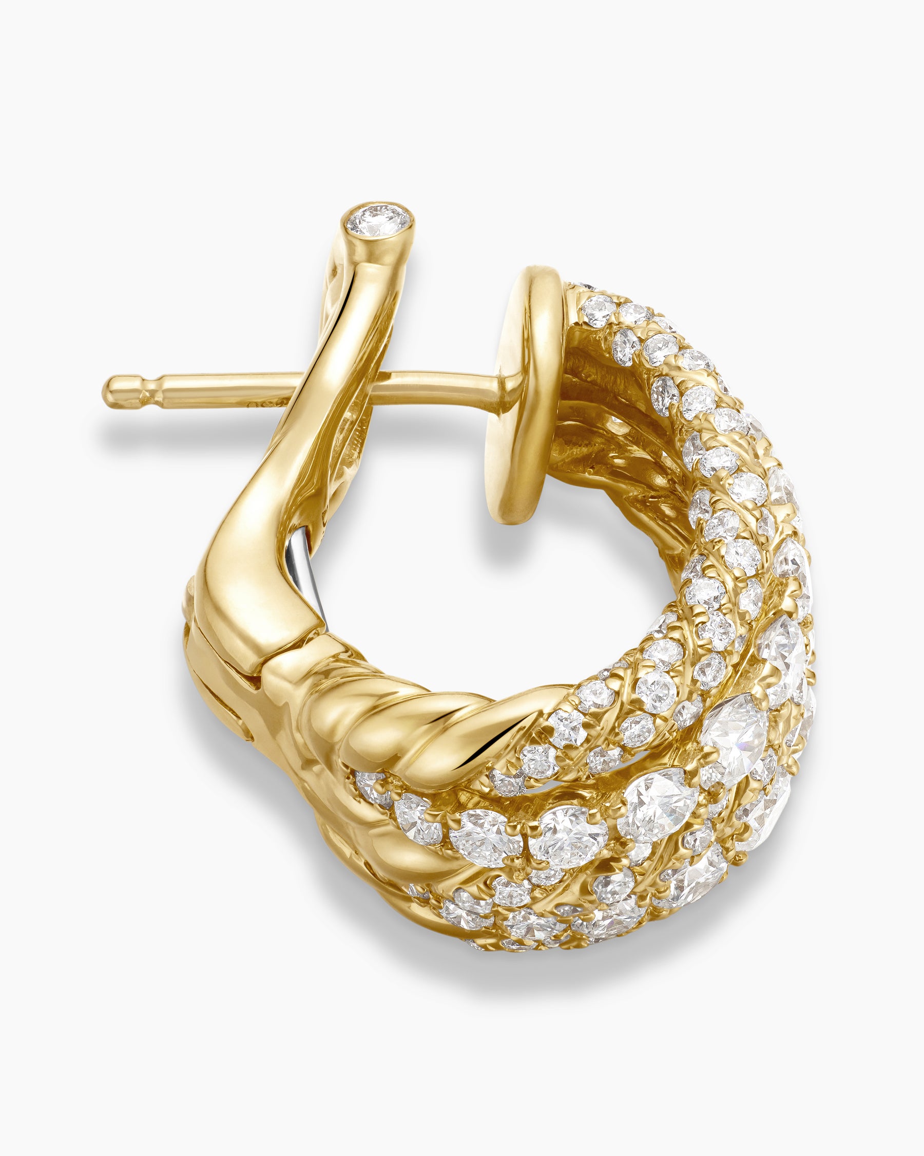Floating Diamonds Shrimp Earrings in Yellow Gold - Image 3