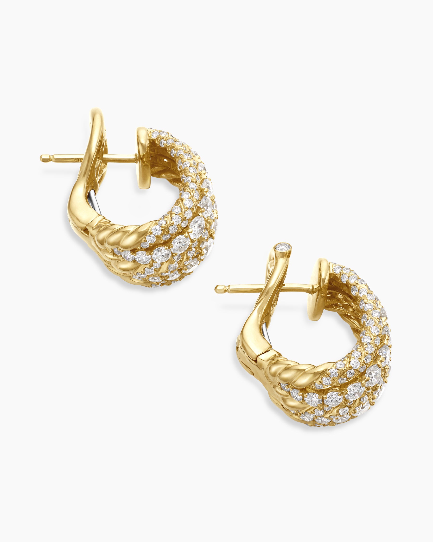 Floating Diamonds Shrimp Earrings in Yellow Gold - Image 4