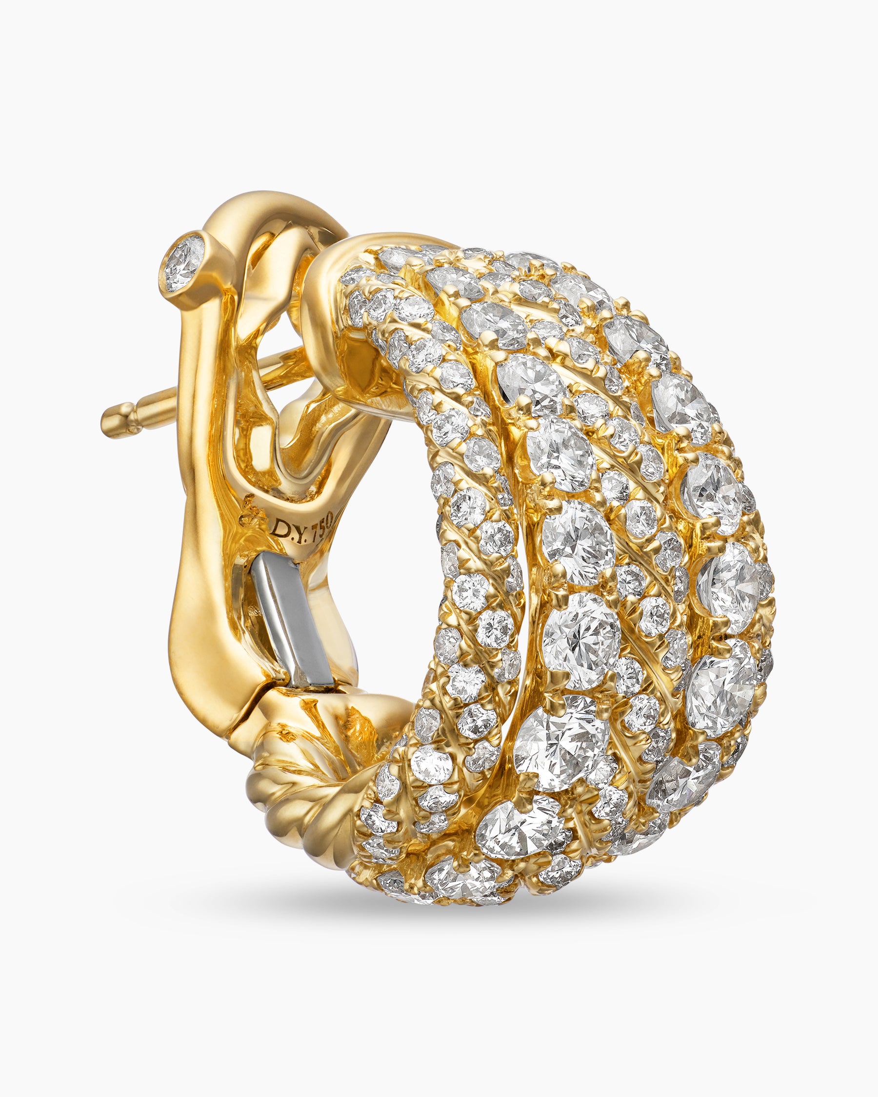 Floating Diamonds Shrimp Earrings in Yellow Gold - Image 5