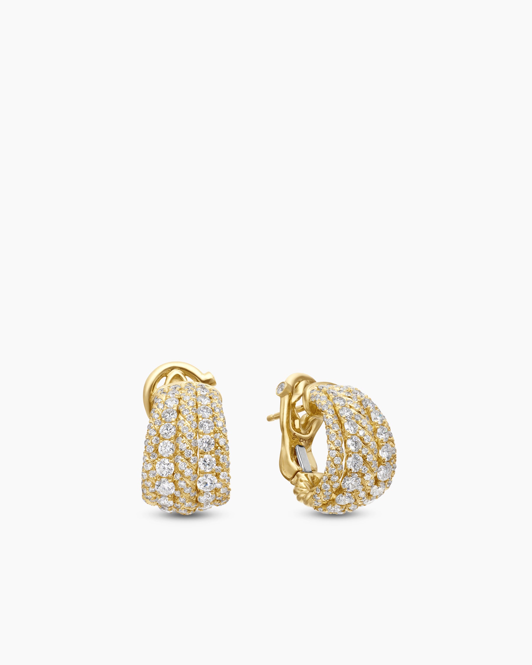 Floating Diamonds Shrimp Earrings in Yellow Gold
