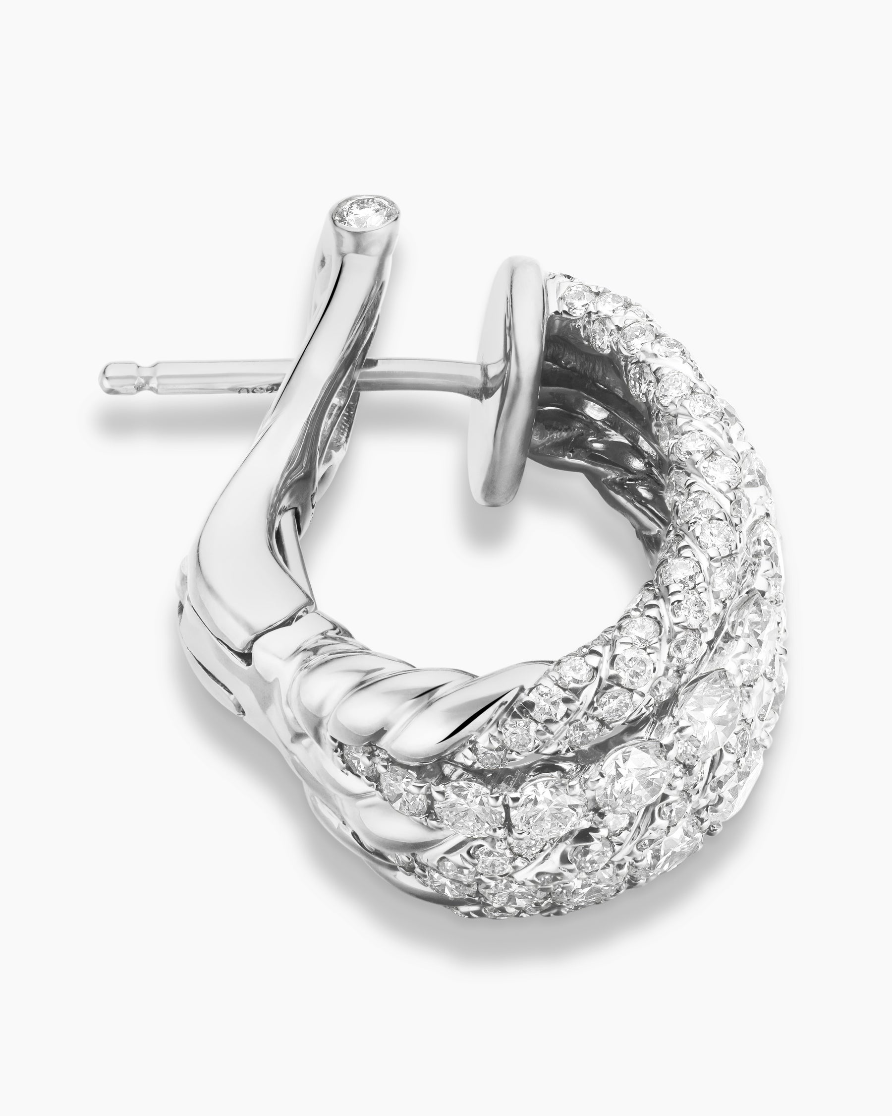 Floating Diamonds Shrimp Earrings in White Gold - Image 3