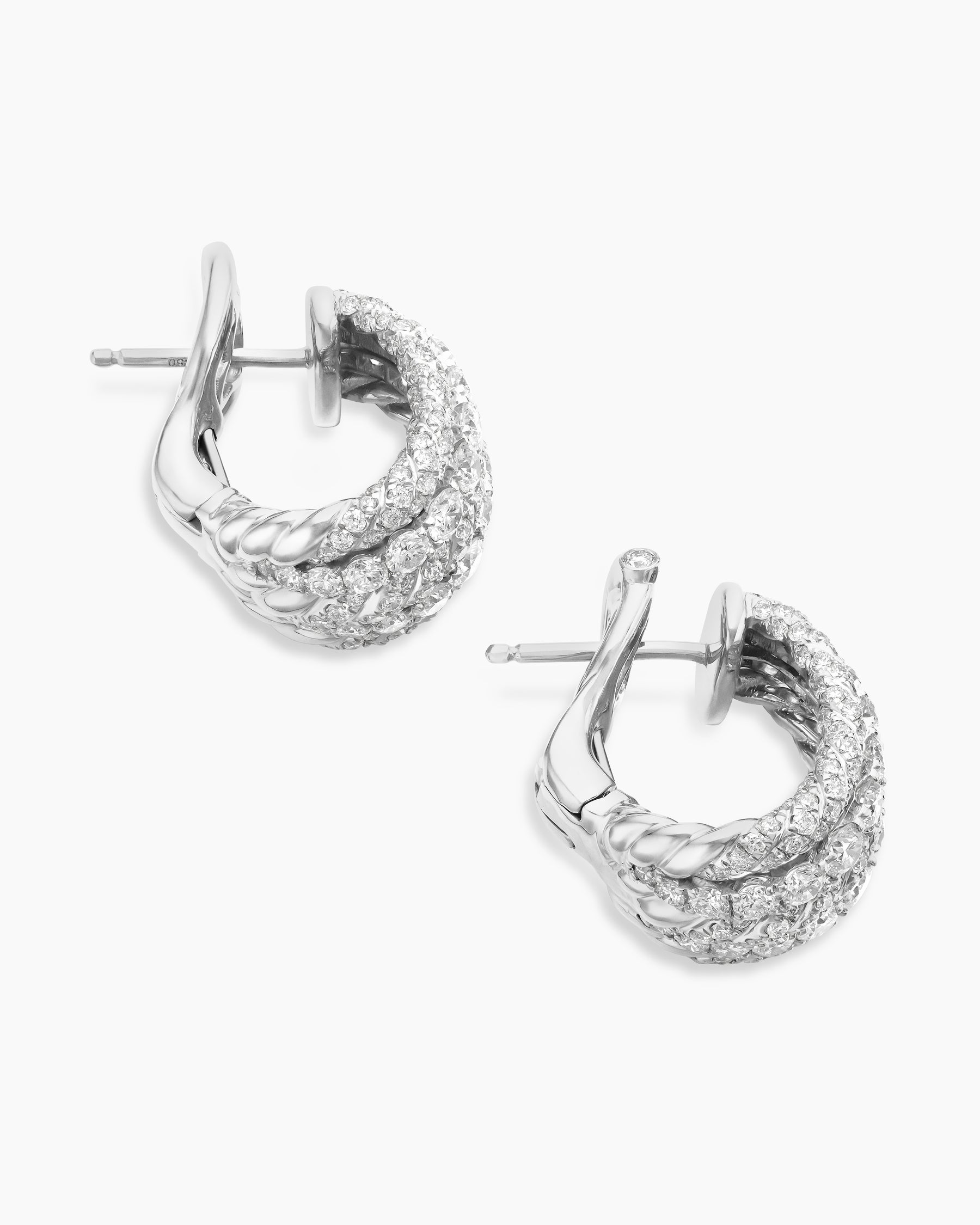 Floating Diamonds Shrimp Earrings in White Gold - Image 4