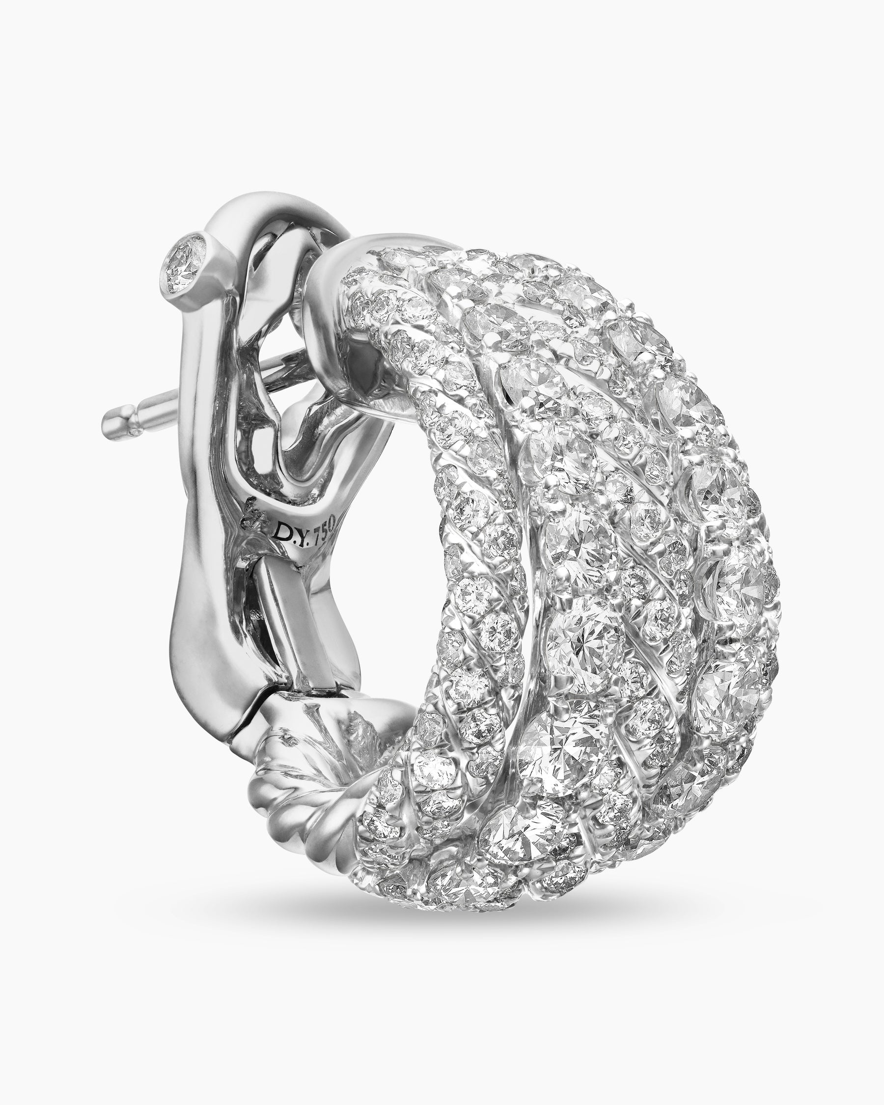 Floating Diamonds Shrimp Earrings in White Gold - Image 5