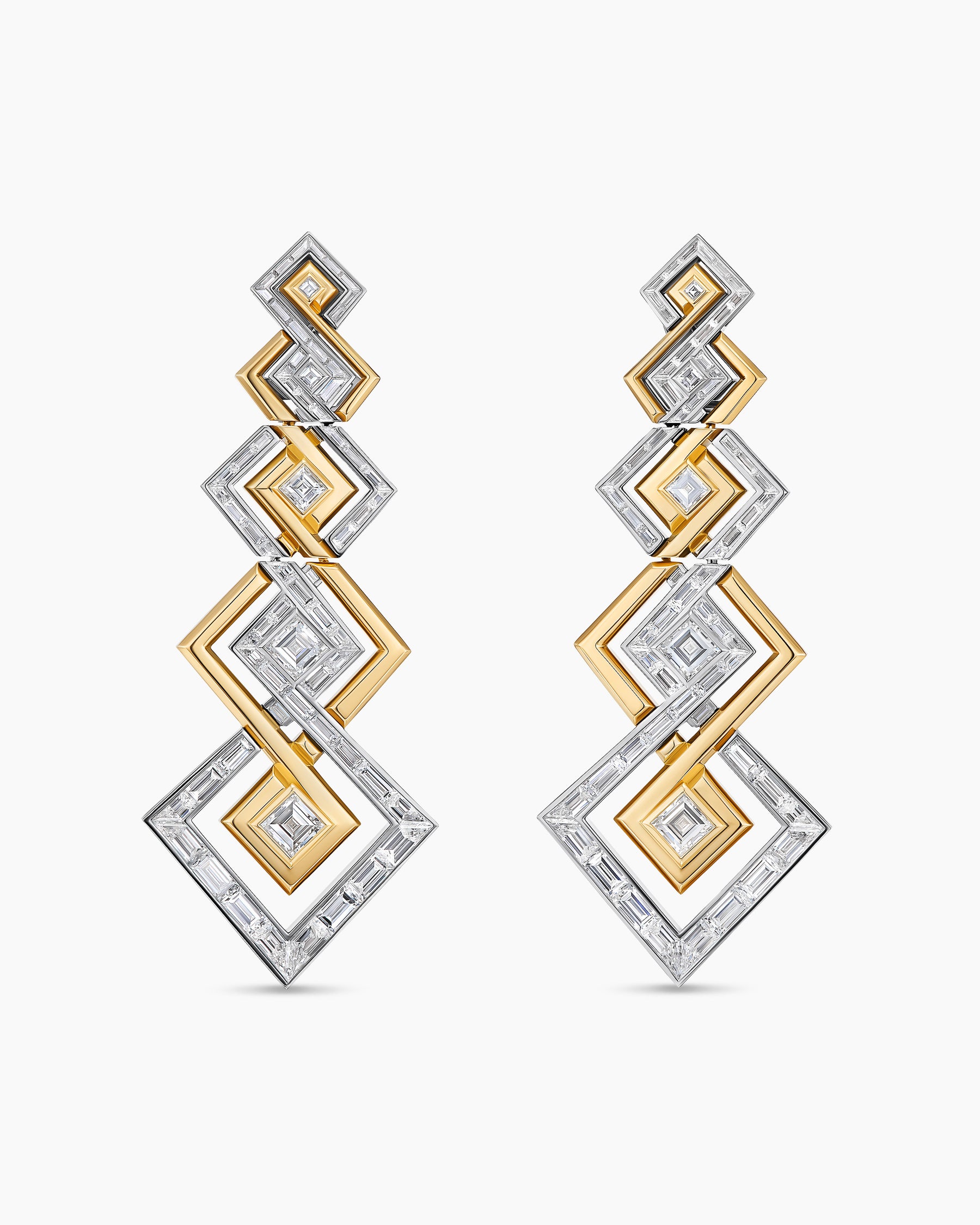 Stax Zig Zag Earrings in Gold with Diamonds