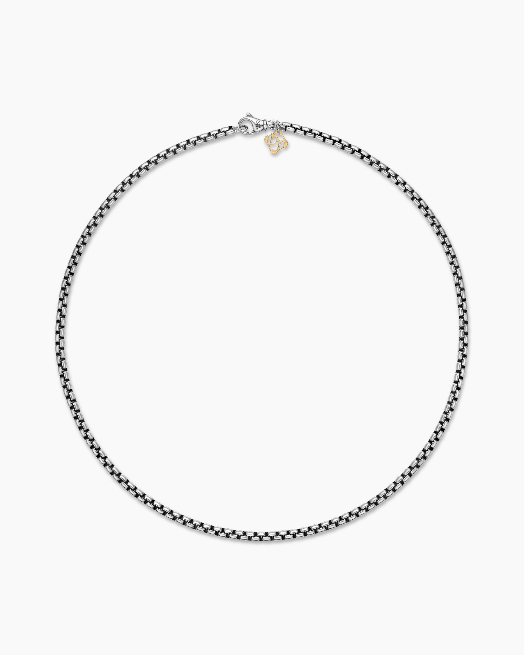 Box Chain Necklace in Sterling Silver with 14K Yellow Gold Accent, 3.6mm - Image 4