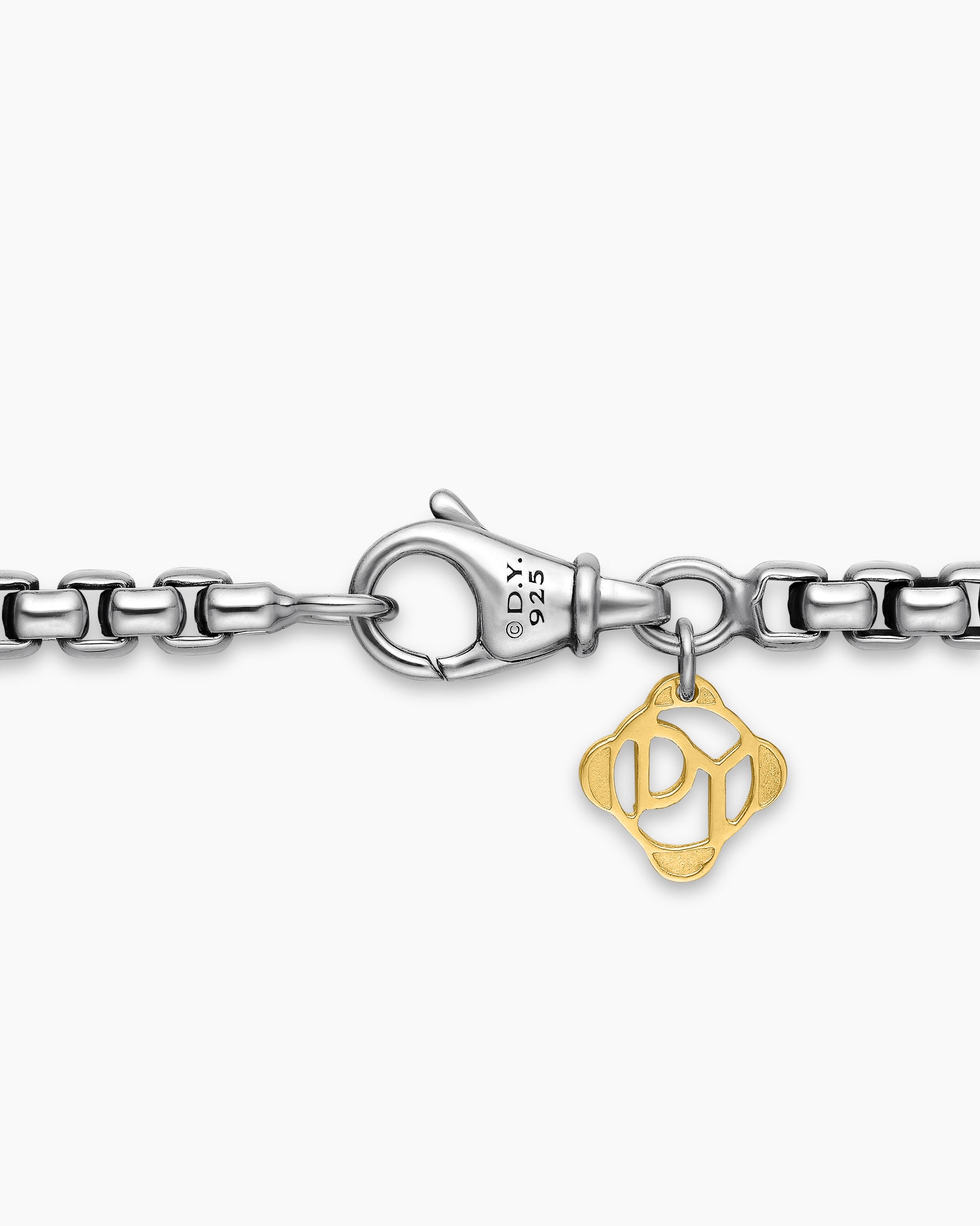 Box Chain Necklace in Sterling Silver with 14K Yellow Gold Accent, 3.6mm - Image 5