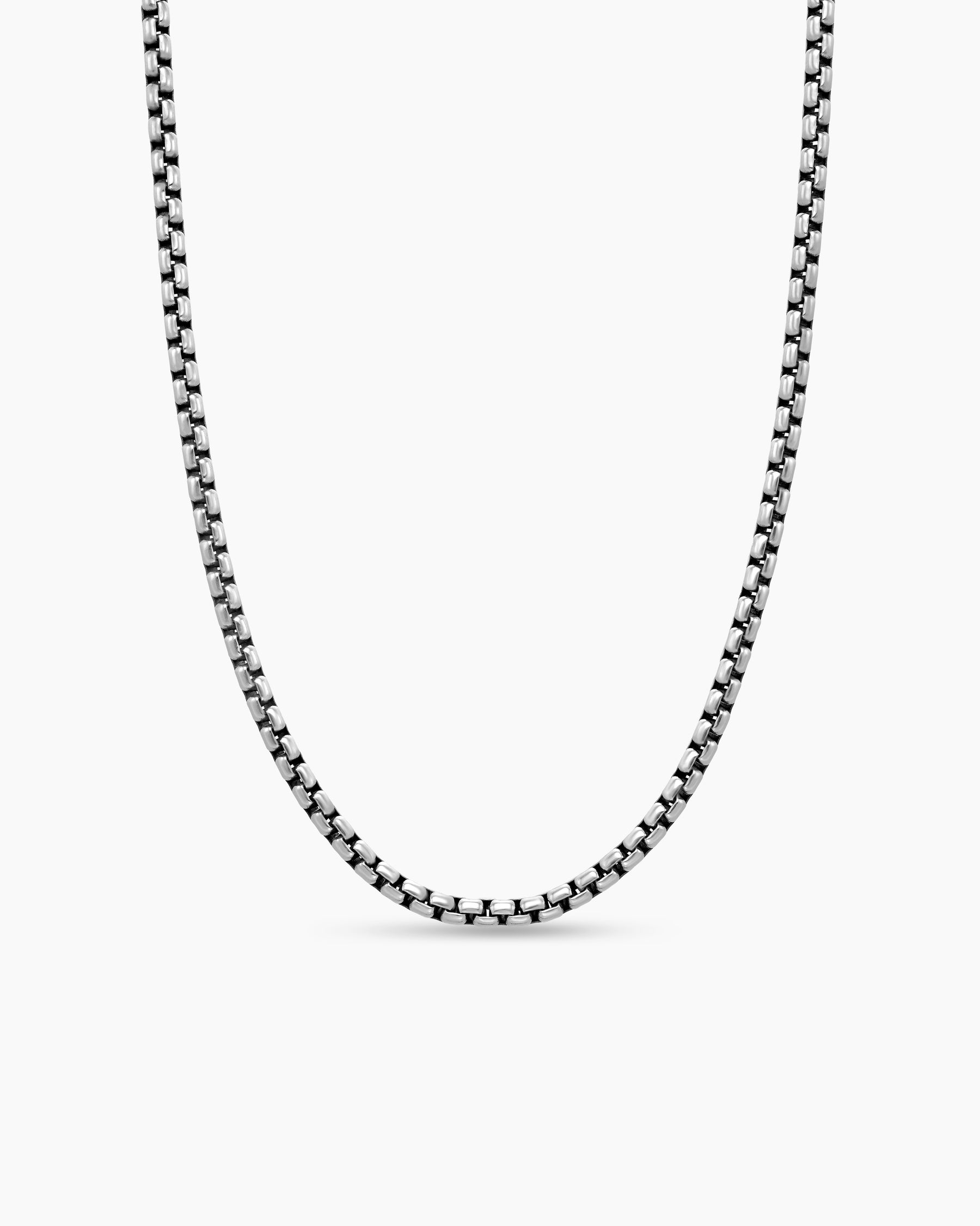 Box Chain Necklace in Sterling Silver with 14K Yellow Gold Accent, 3.6mm