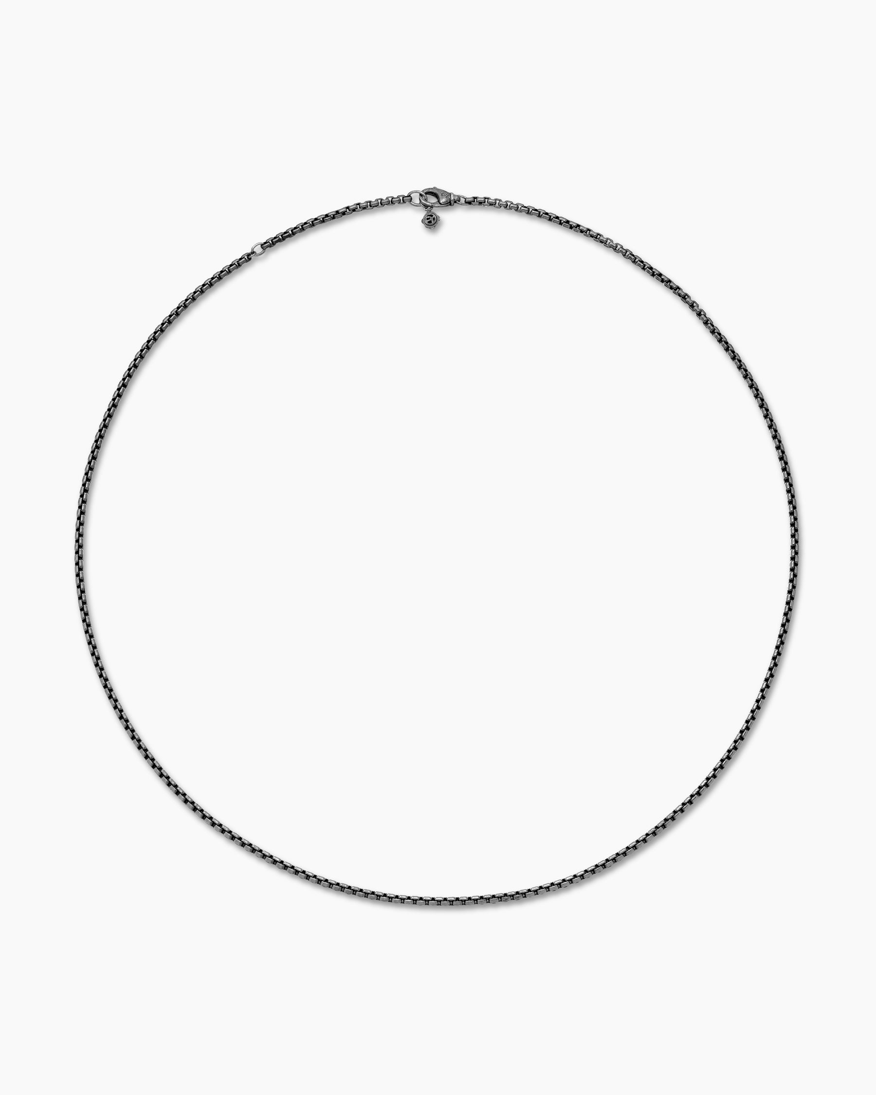 Box Chain Necklace in Darkened Sterling Silver, 2.7mm - Image 4