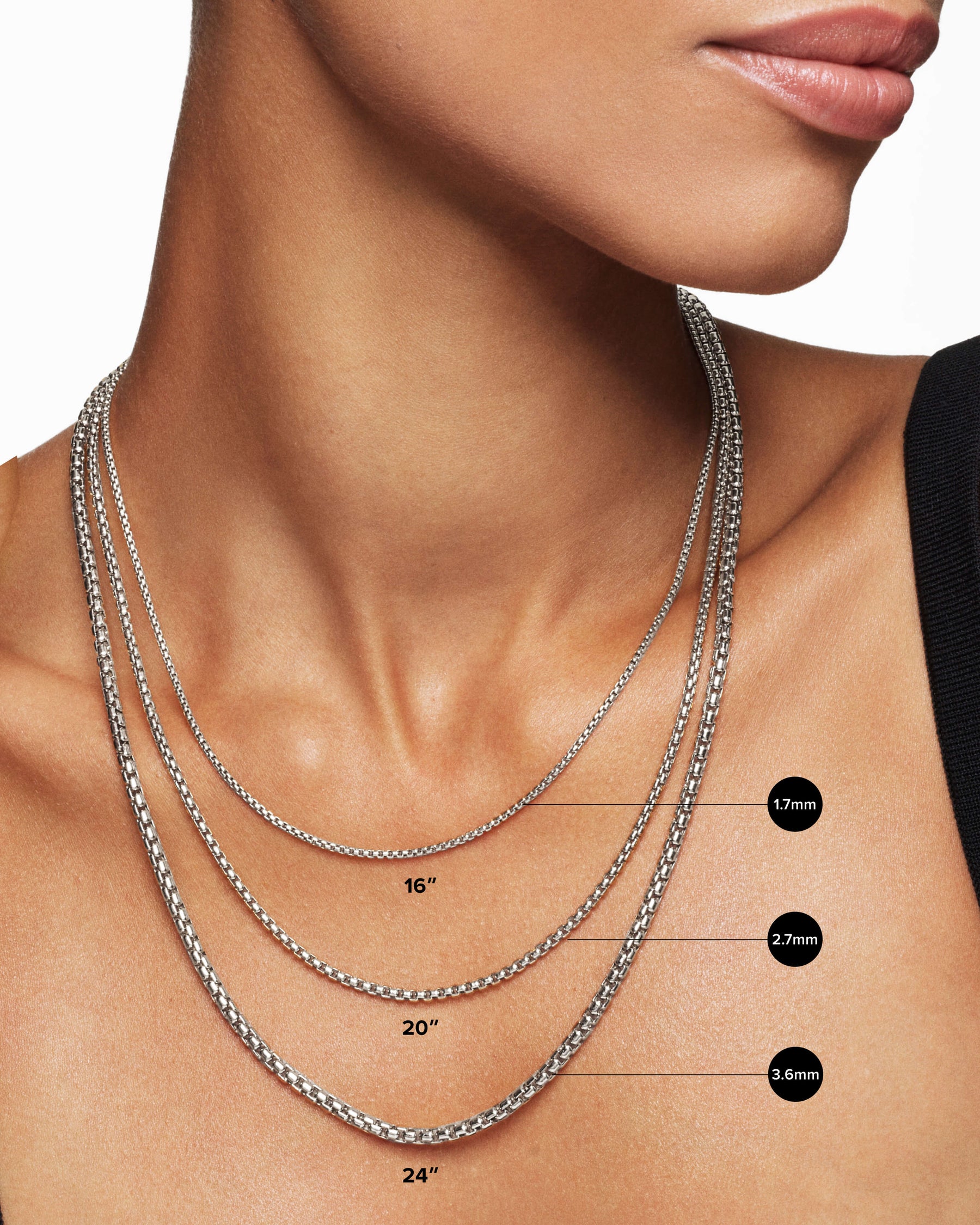 Box Chain Necklace in Darkened Sterling Silver, 2.7mm - Image 7