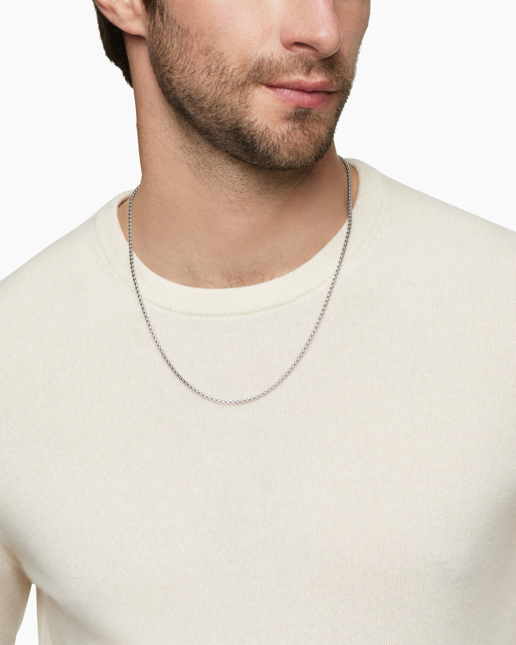 Alternative view of Box Chain Necklace in 18K White Gold, 2.7mm