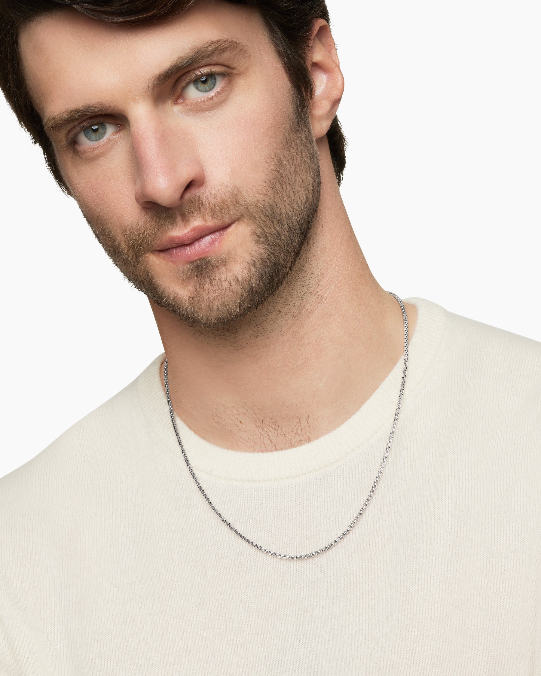 Box Chain Necklace in 18K White Gold, 2.7mm - Image 7
