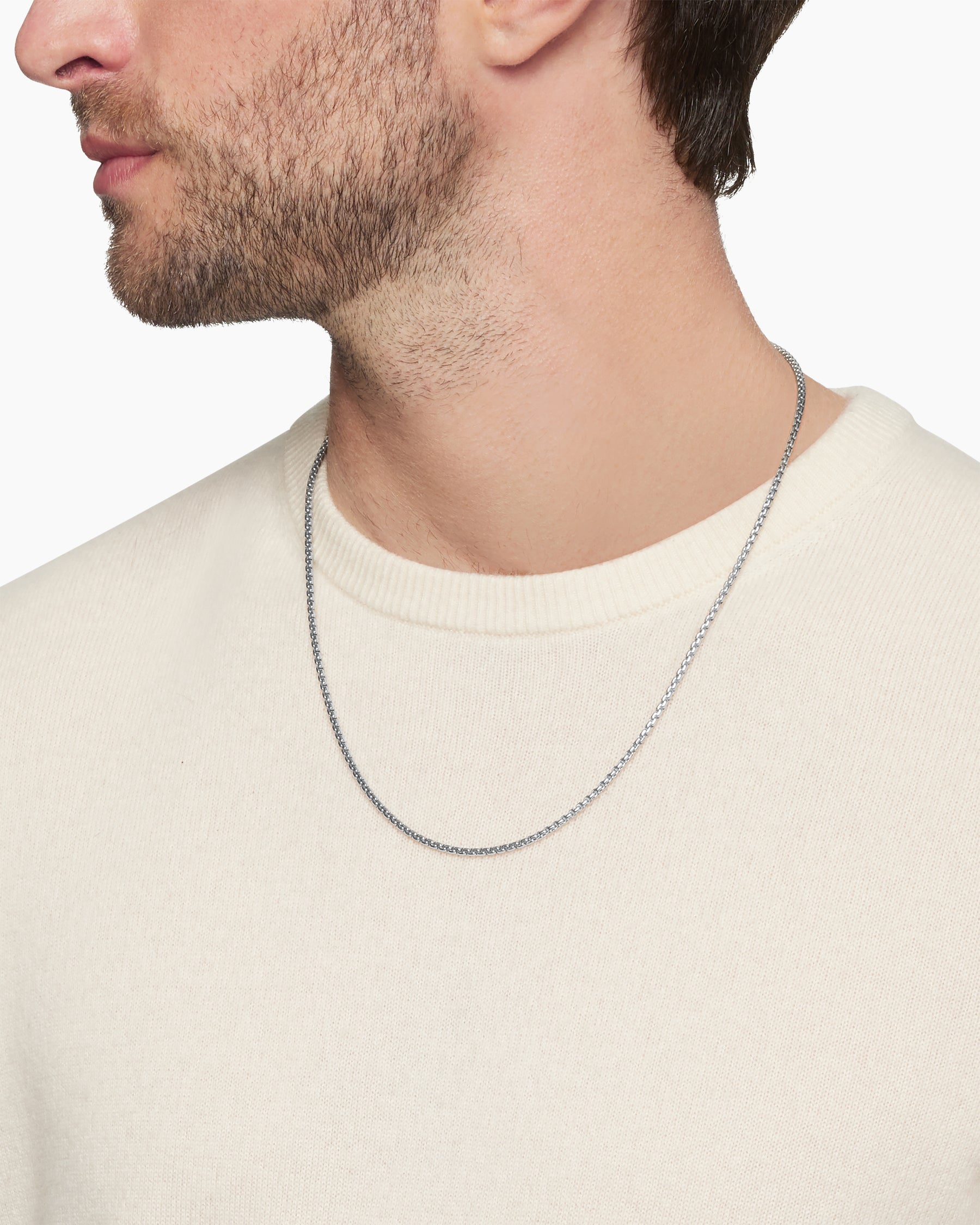 Alternative view of Box Chain Necklace in Platinum, 2.7mm