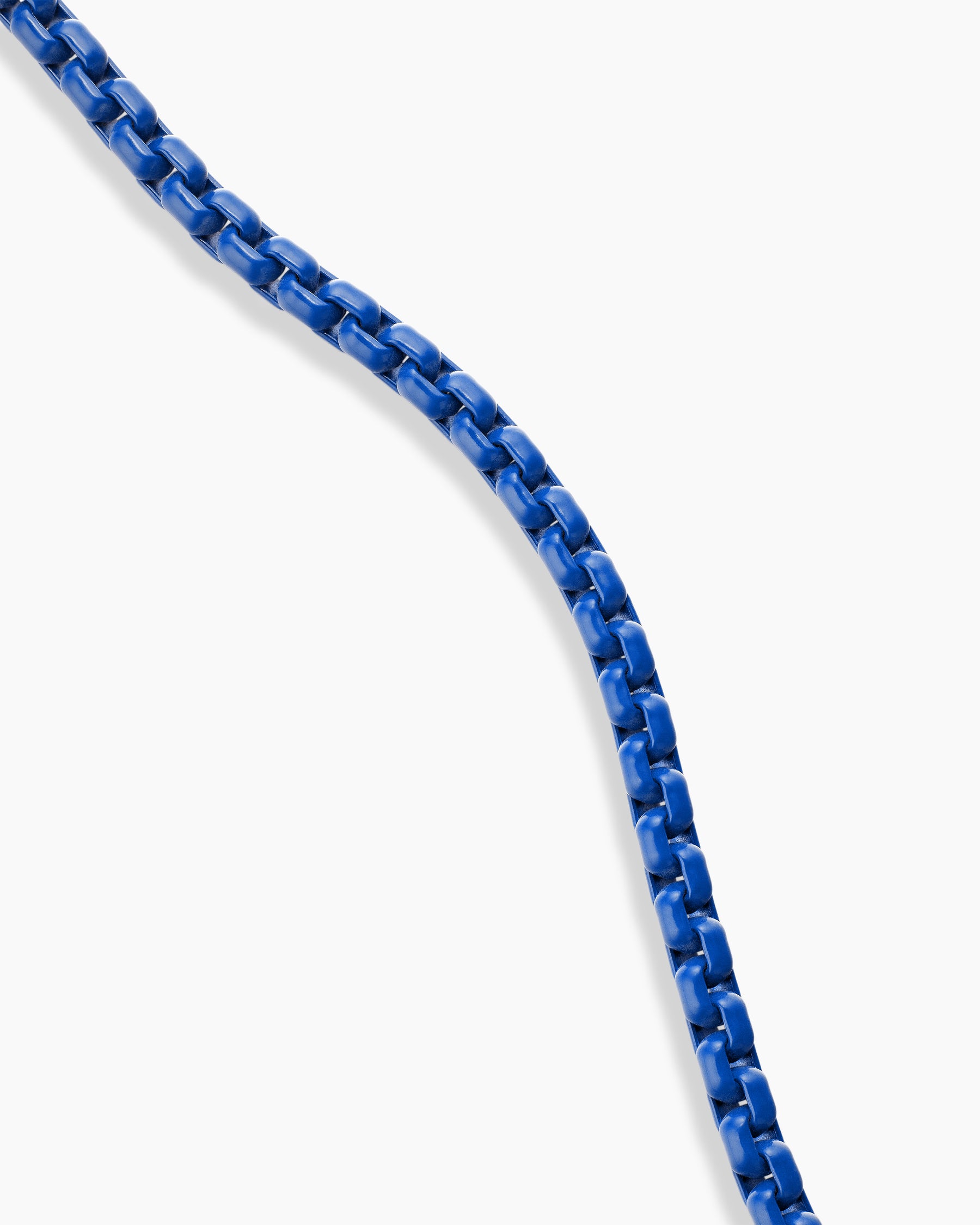 Box Chain Necklace in Sterling Silver with Blue Stainless Steel, 2.7mm - Image 3