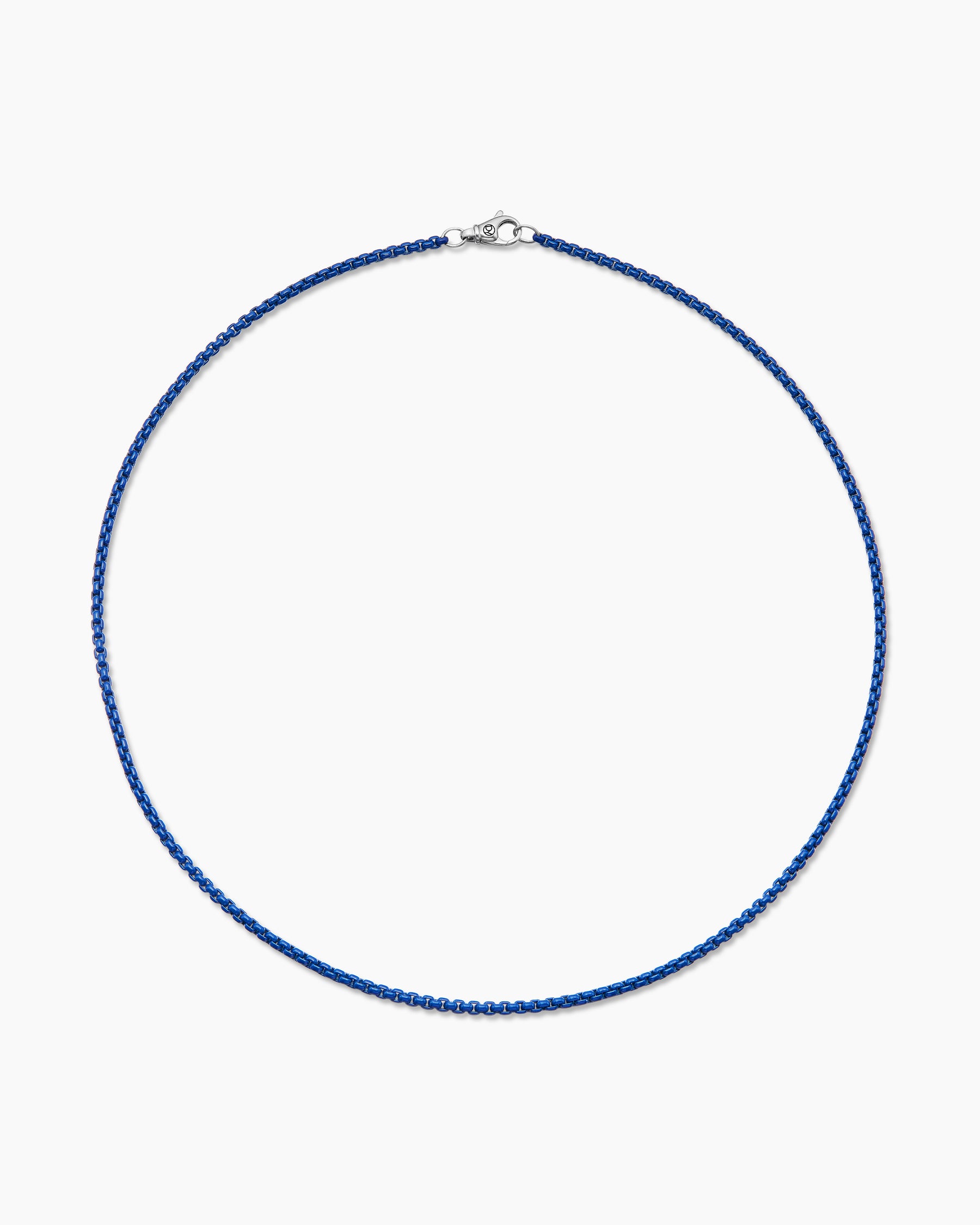 Box Chain Necklace in Sterling Silver with Blue Stainless Steel, 2.7mm - Image 5