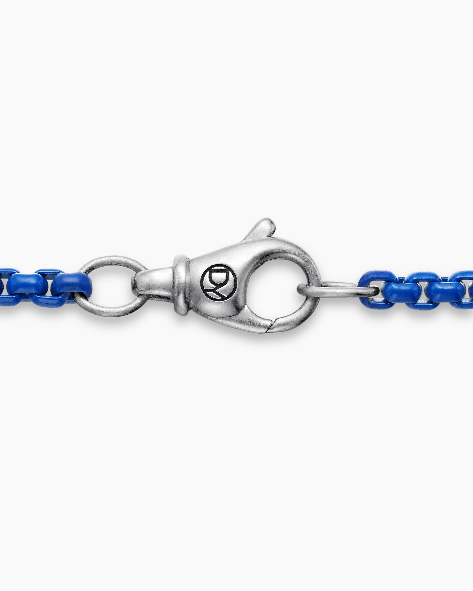 Box Chain Necklace in Sterling Silver with Blue Stainless Steel, 2.7mm - Image 6