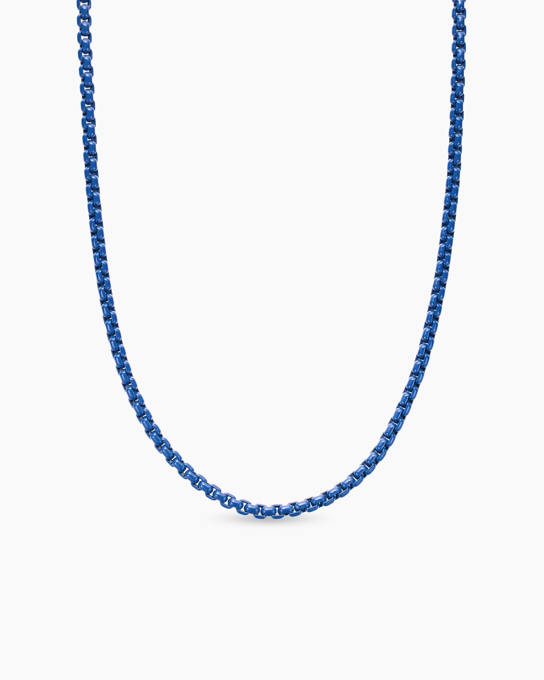 Box Chain Necklace in Sterling Silver with Blue Stainless Steel, 2.7mm