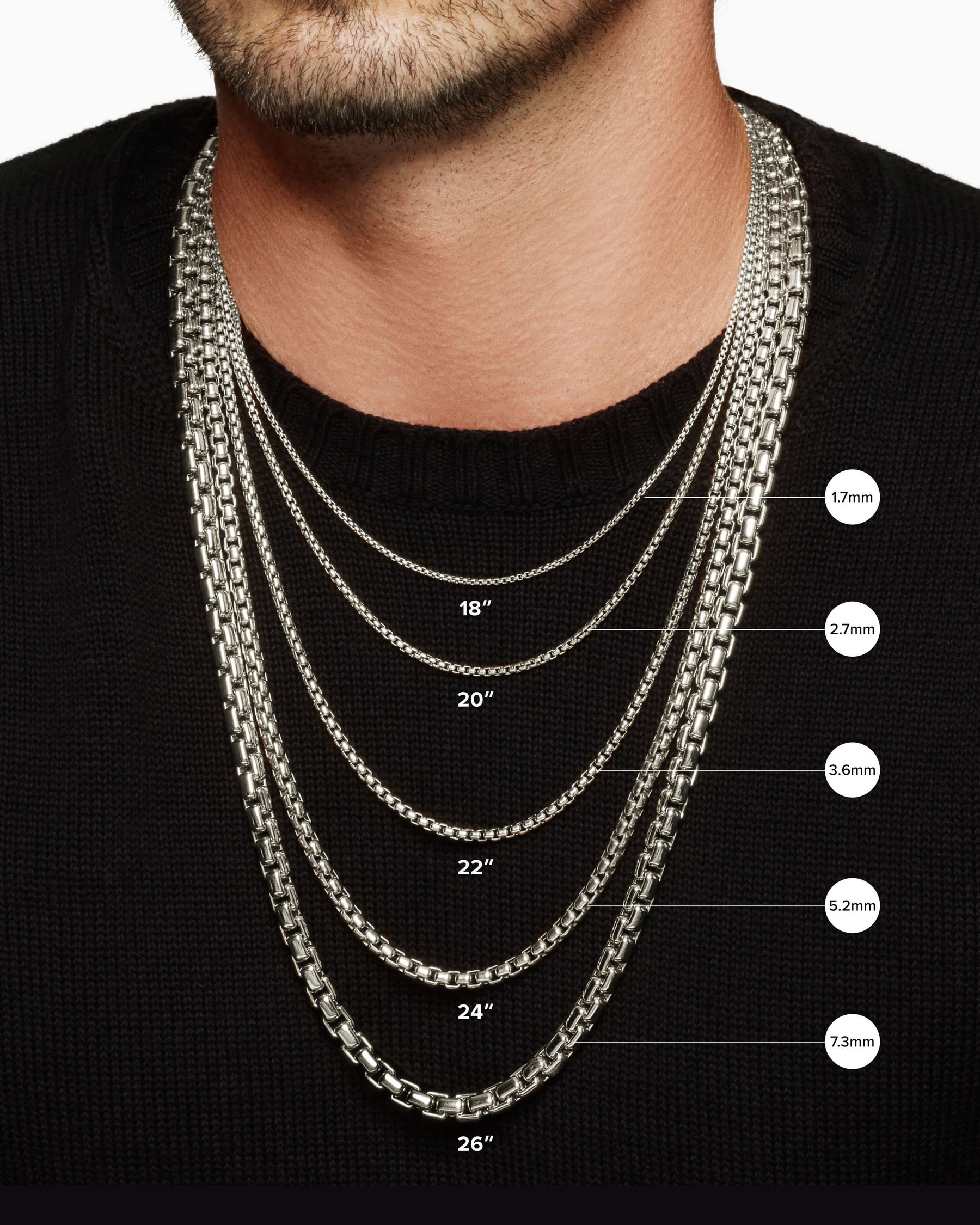 Box Chain Necklace in Sterling Silver, 2.7mm - Image 6