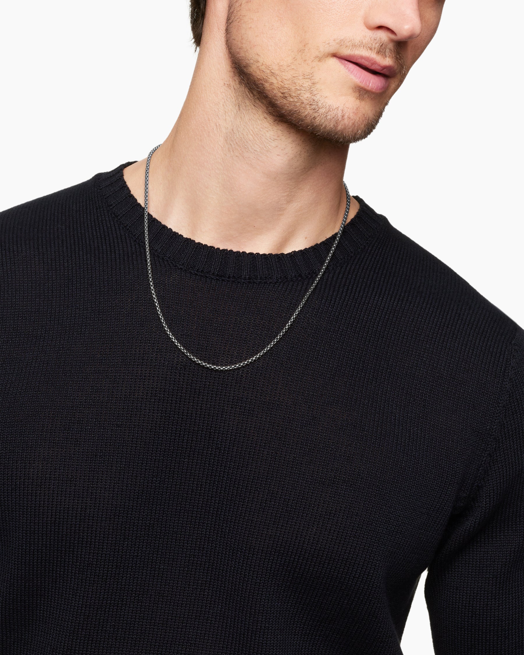 Alternative view of Box Chain Necklace in Grey Titanium, 2.7mm
