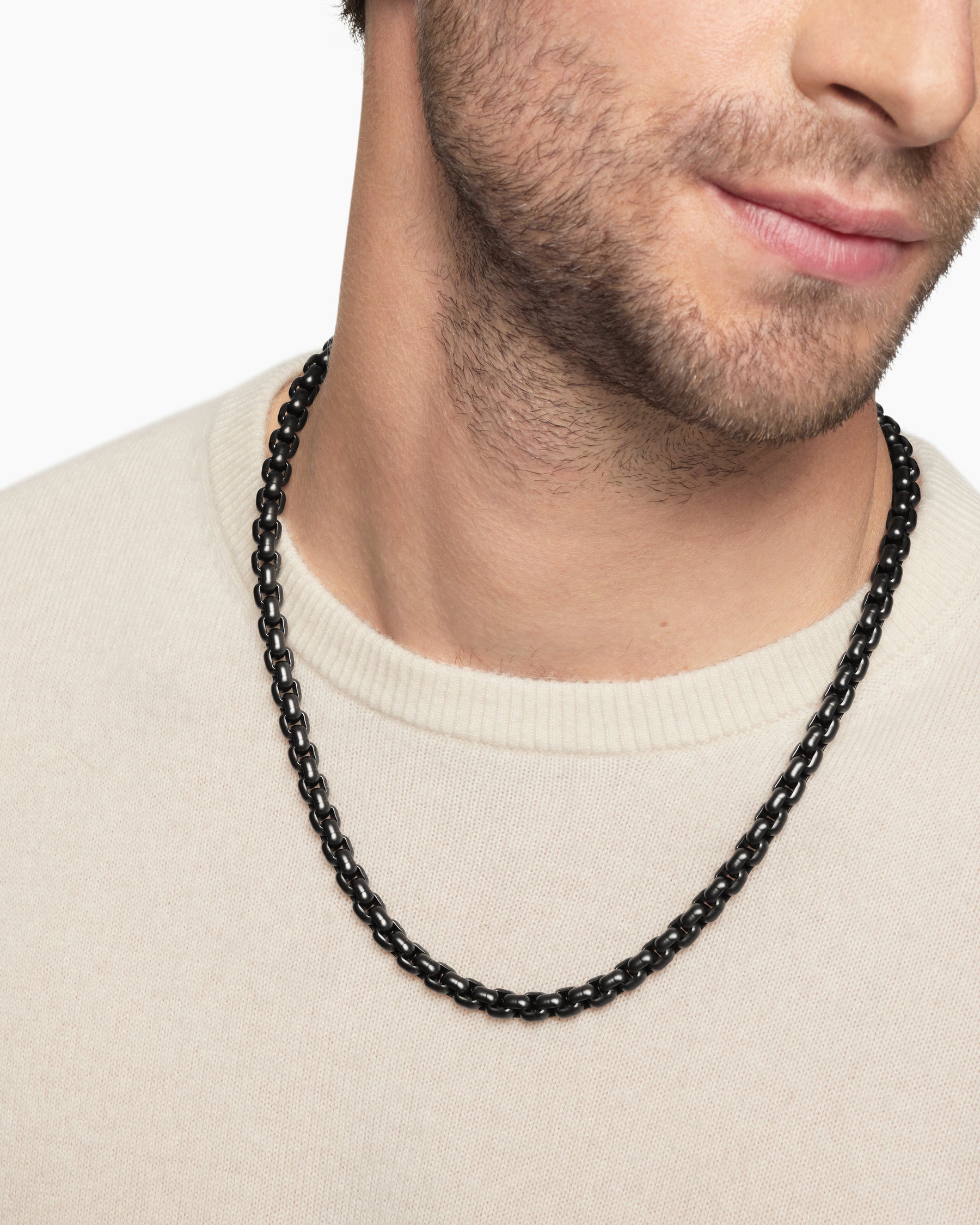 Box Chain Necklace with Stainless Steel and Sterling Silver, 7.3mm - Image 7
