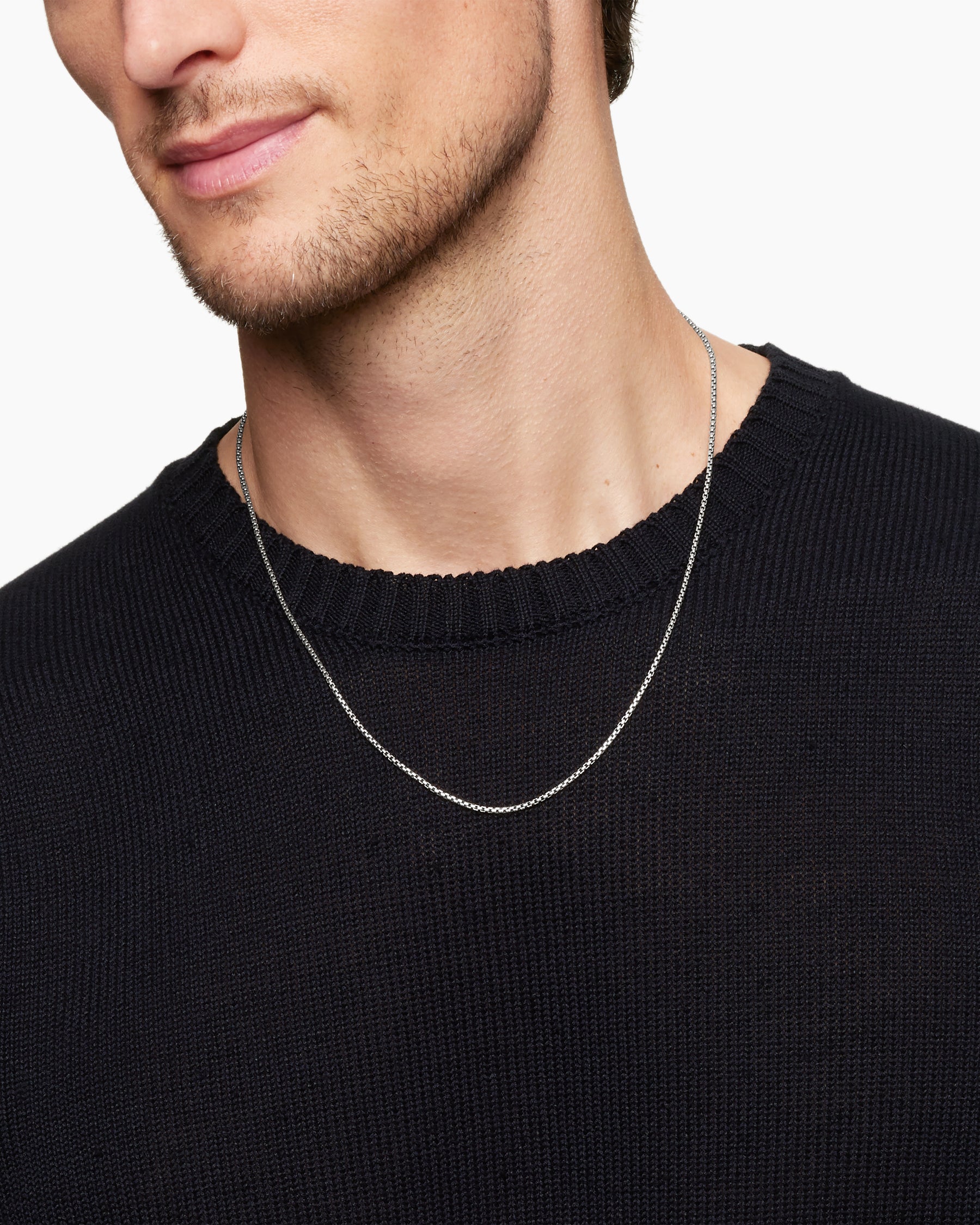 Alternative view of Box Chain Necklace in 18K White Gold, 1.7mm