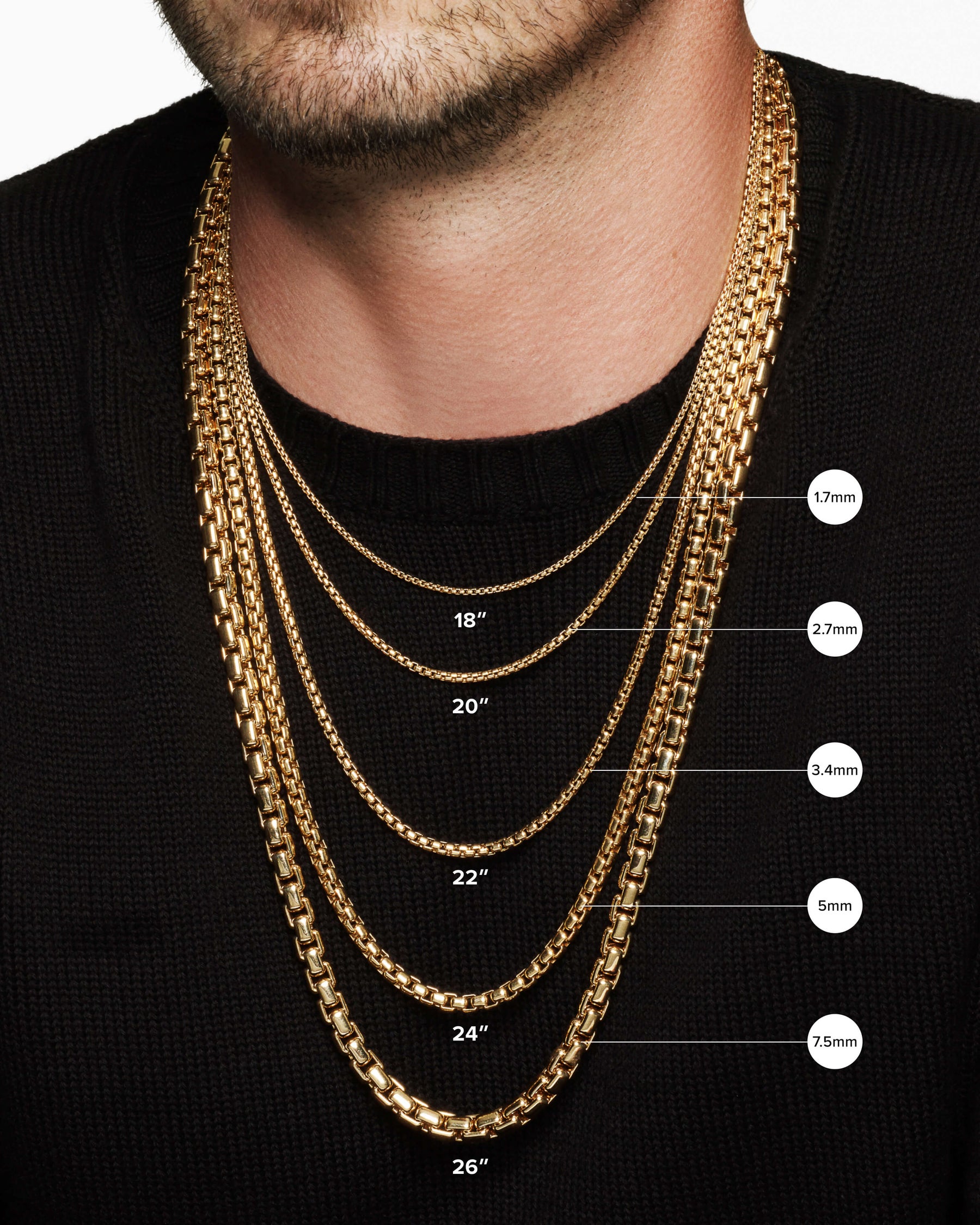 Box Chain Necklace in 18K White Gold, 1.7mm - Image 7