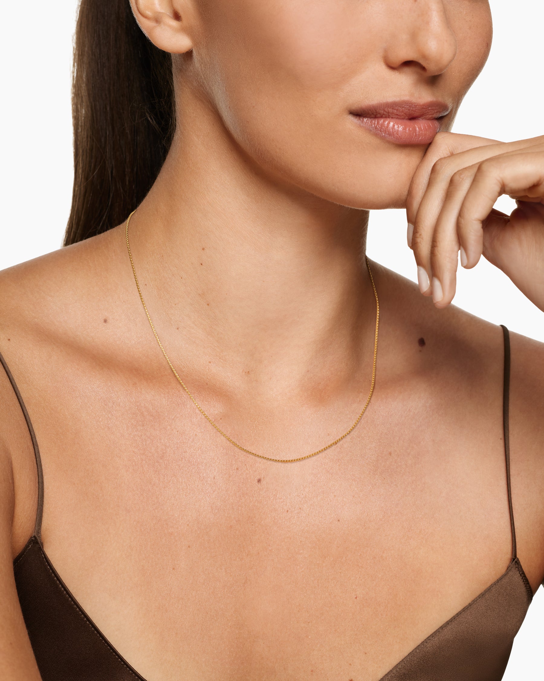 Alternative view of Box Chain Necklace in 18K Yellow Gold, 1.25mm