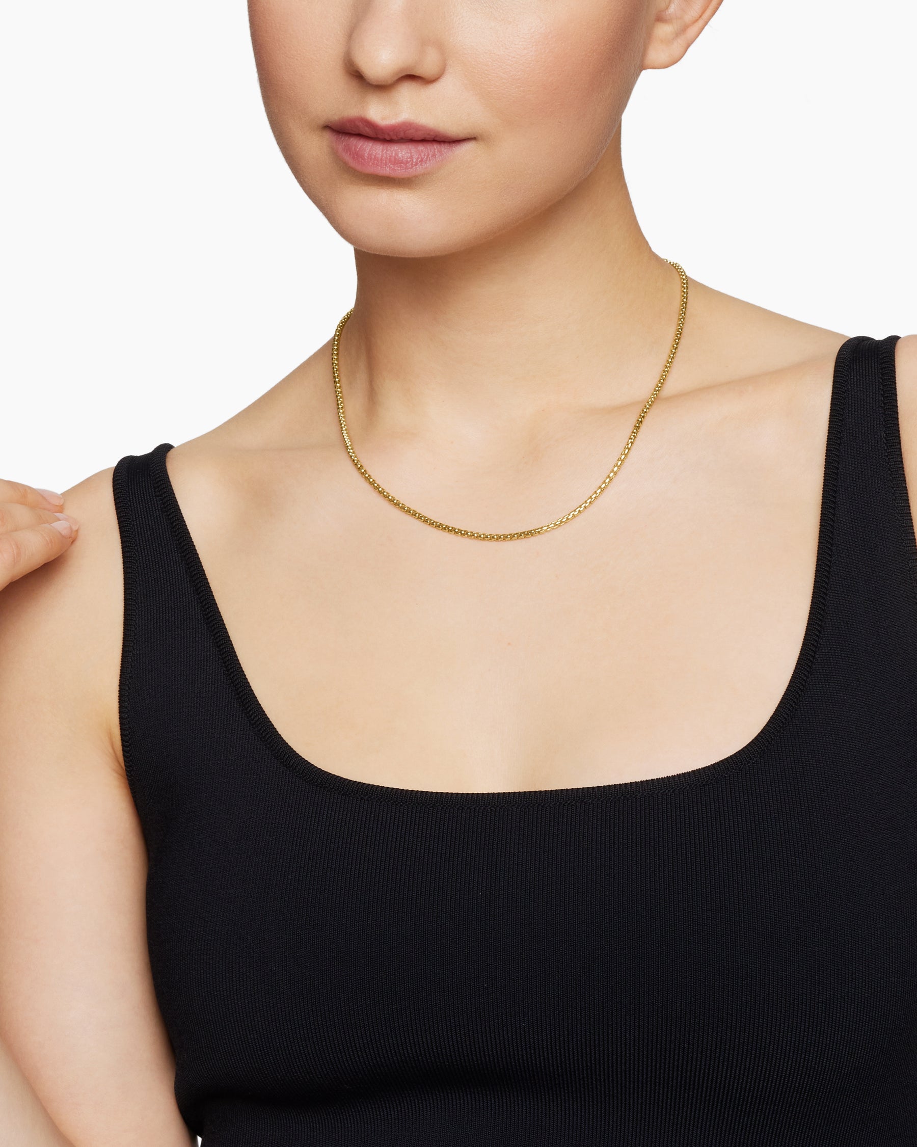 Alternative view of Box Chain Necklace in 18k Yellow Gold, 2.7mm