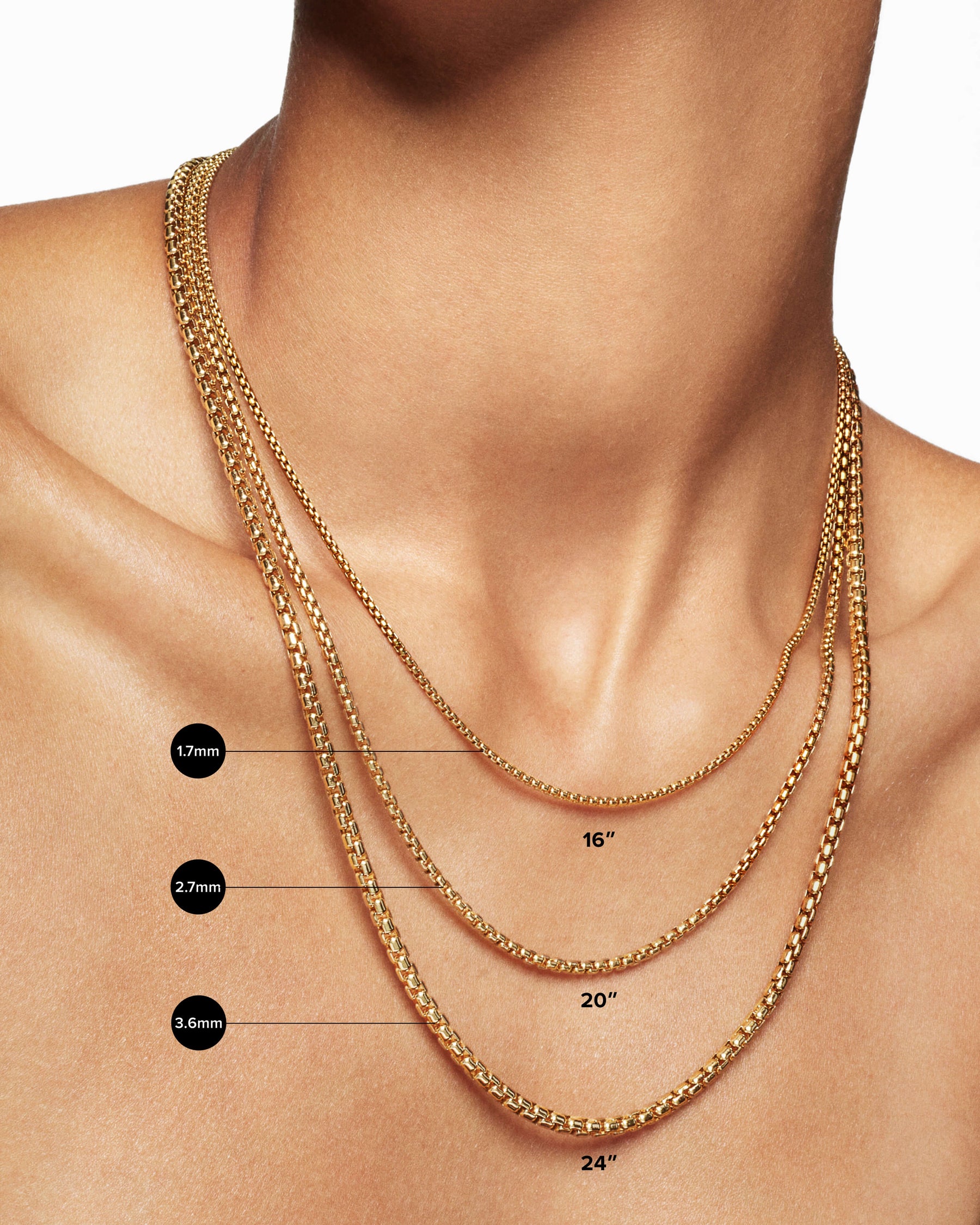 Box Chain Necklace in 18k Yellow Gold, 2.7mm - Image 6