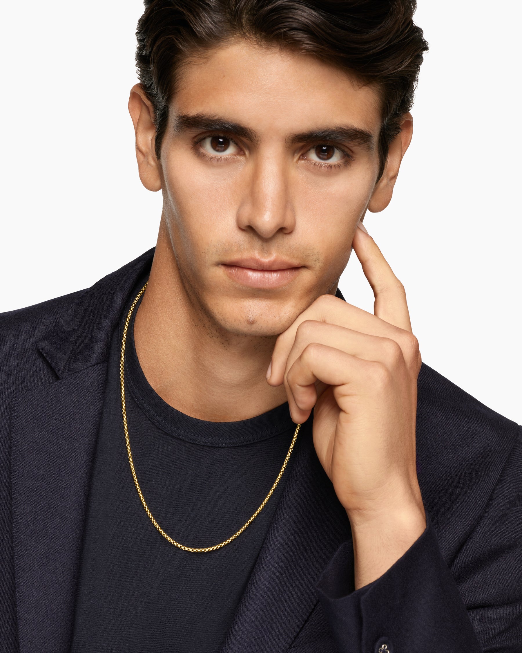 Alternative view of Box Chain Necklace in 18K Yellow Gold, 2.7mm