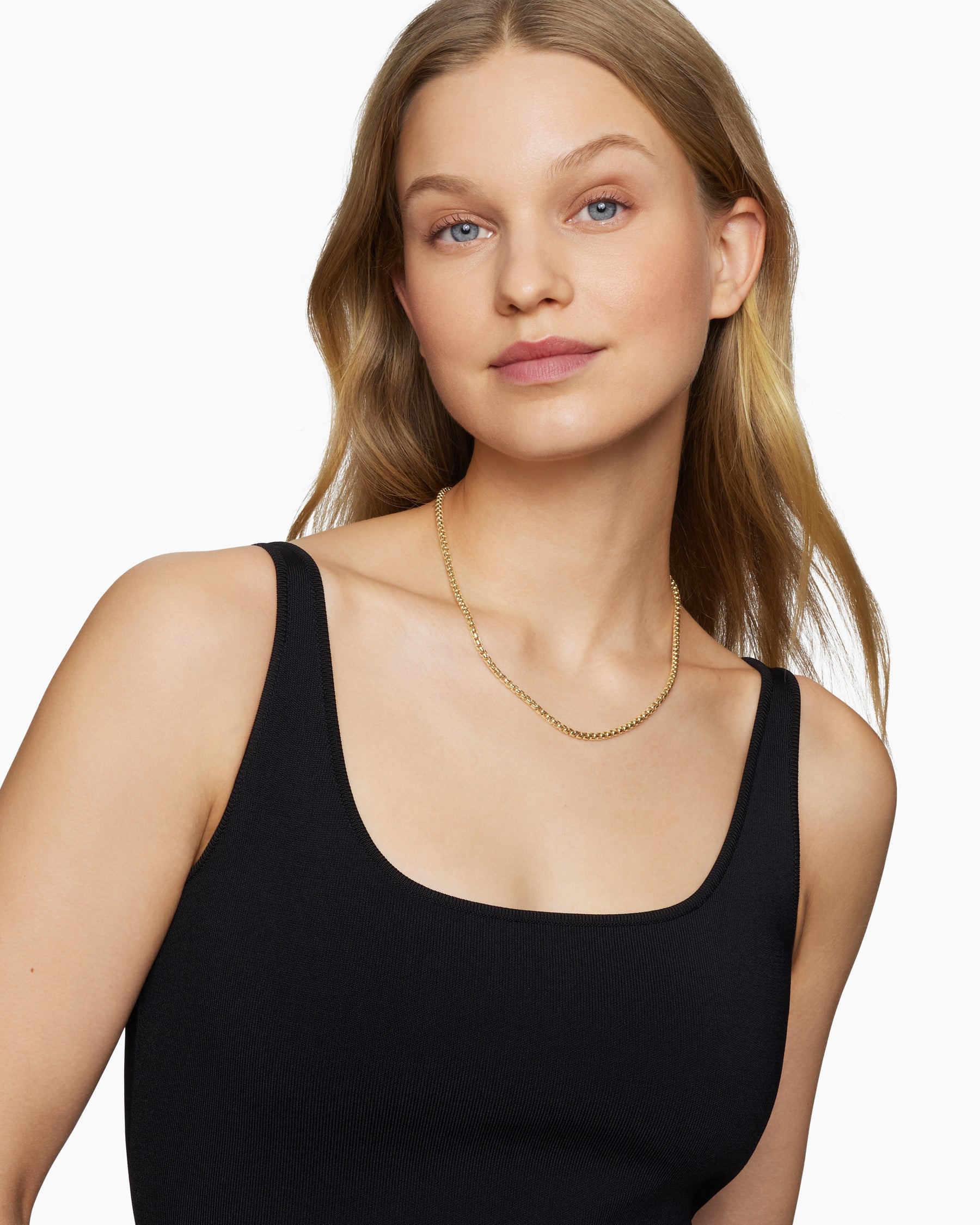 Alternative view of Box Chain Necklace in 18K Yellow Gold, 3.6mm
