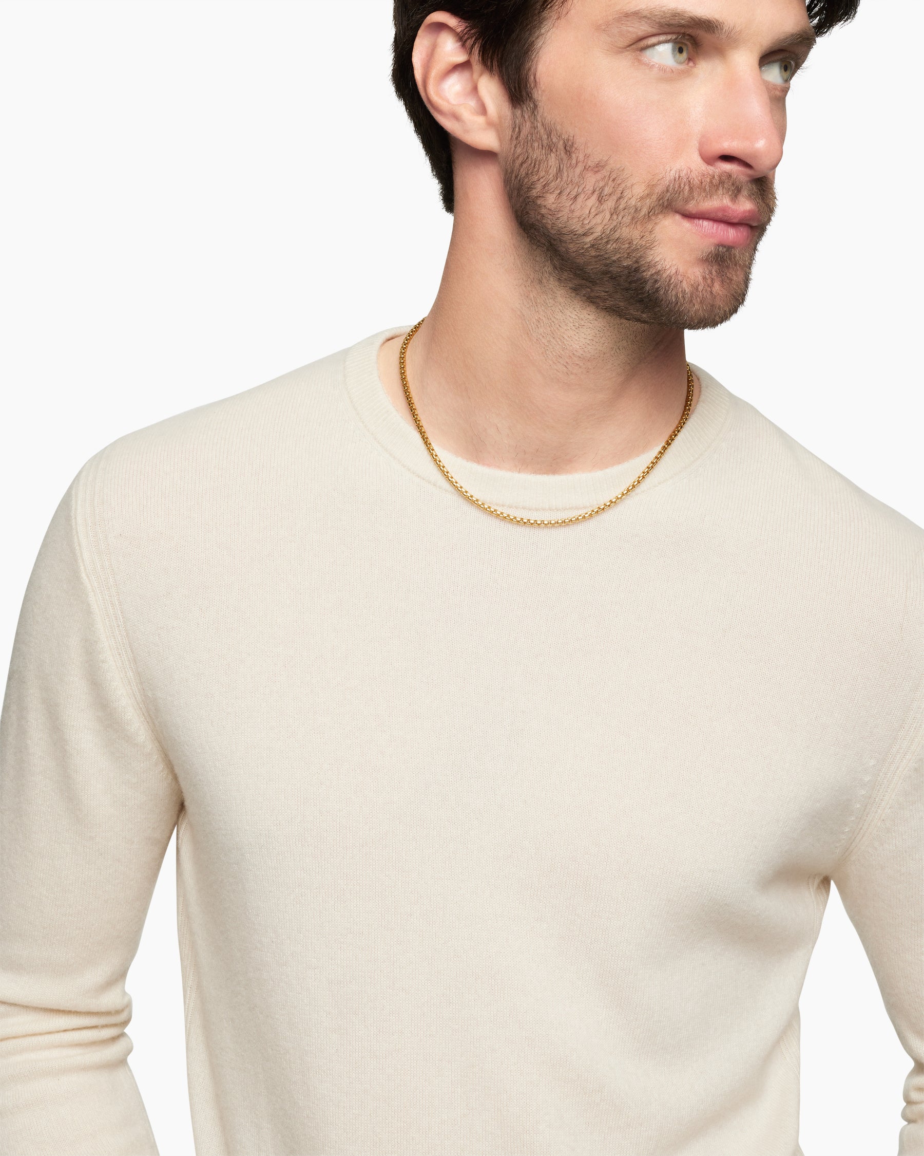 Alternative view of Box Chain Necklace in 18K Yellow Gold, 3.4mm