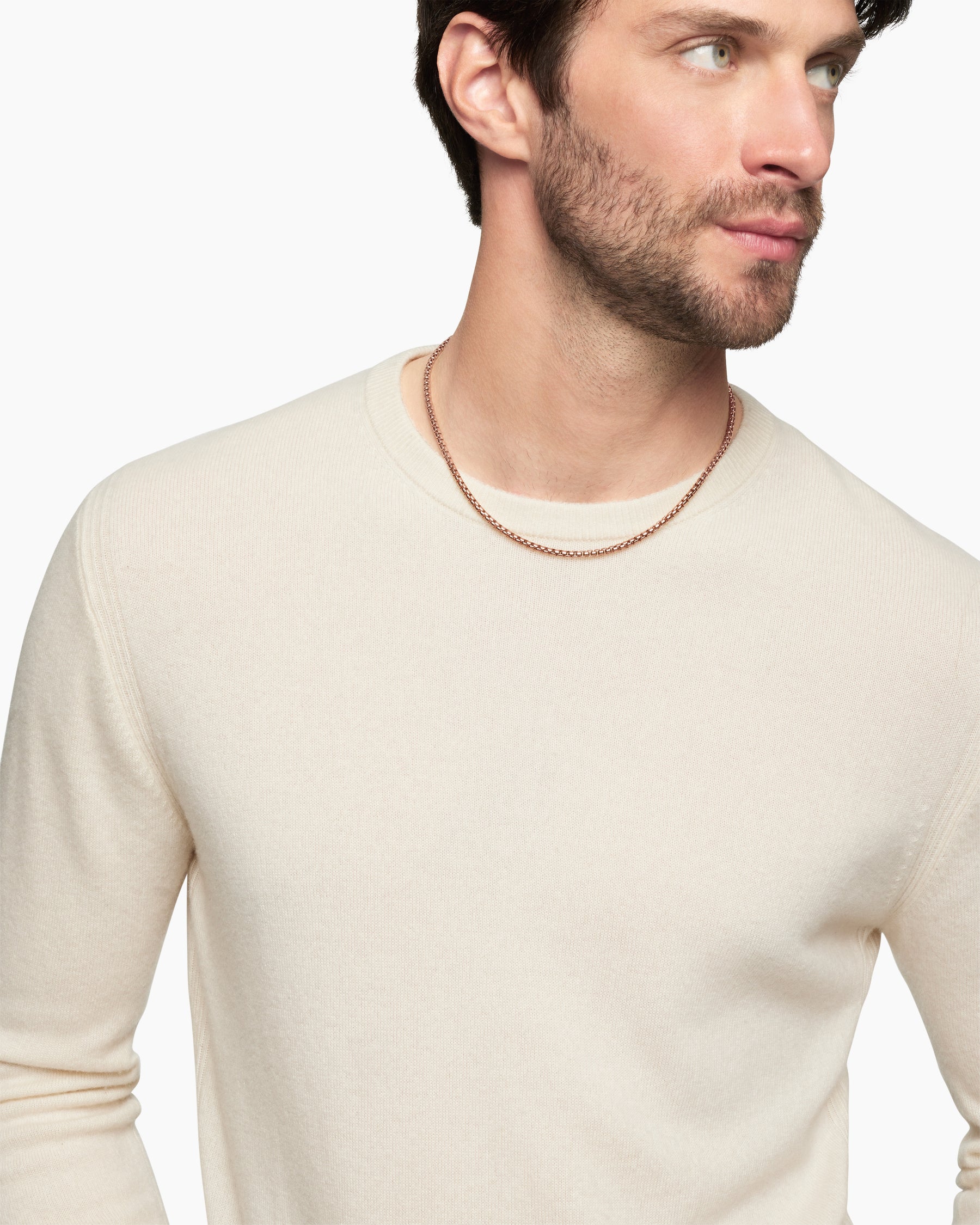 Alternative view of Box Chain Necklace in 18K Rose Gold, 3.4mm