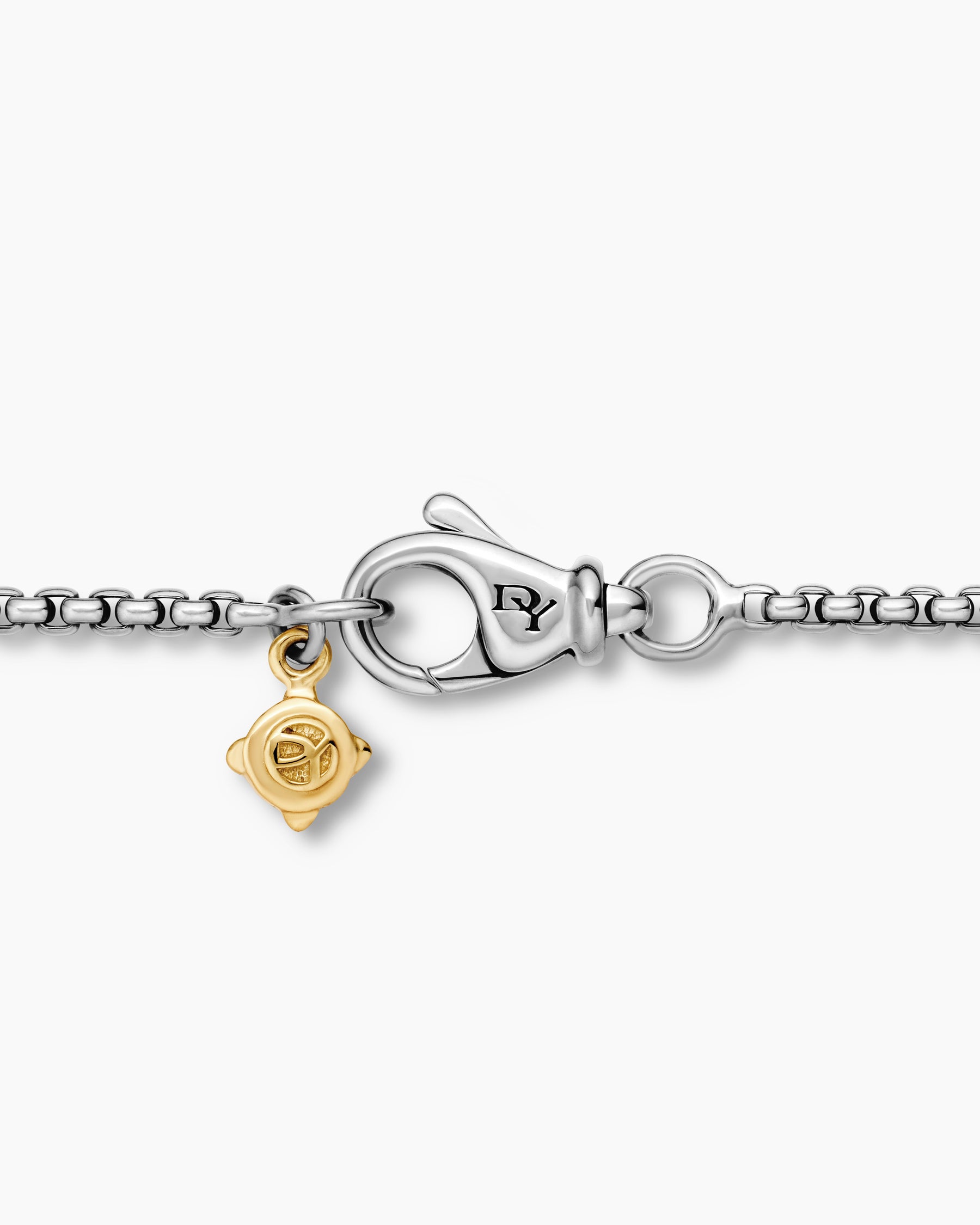 Box Chain Necklace in Sterling Silver with 14K Yellow Gold Accent, 1.7mm - Image 5