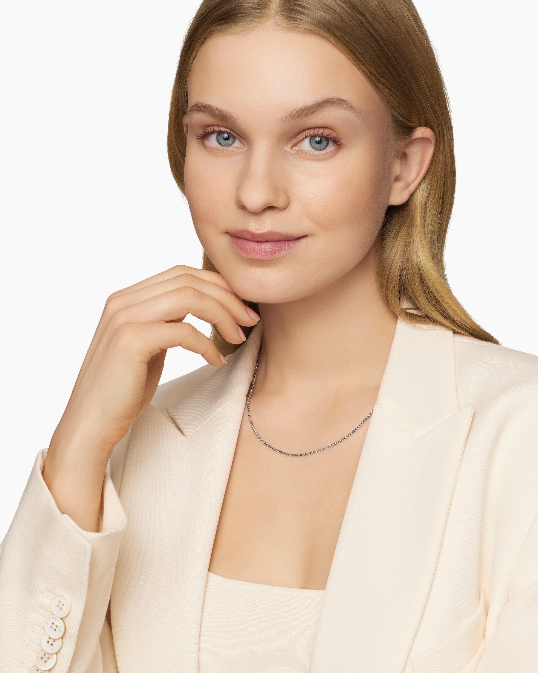 Alternative view of Box Chain Necklace in Sterling Silver with 14K Yellow Gold Accent, 1.7mm