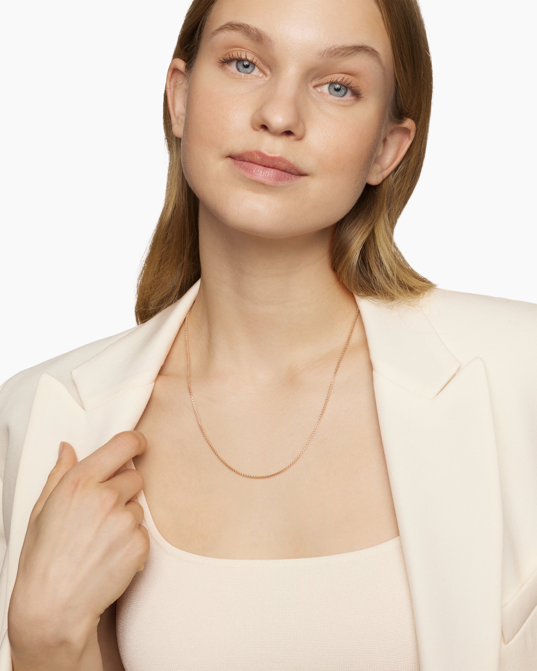 Alternative view of Box Chain Necklace in 18K Rose Gold, 1.7mm