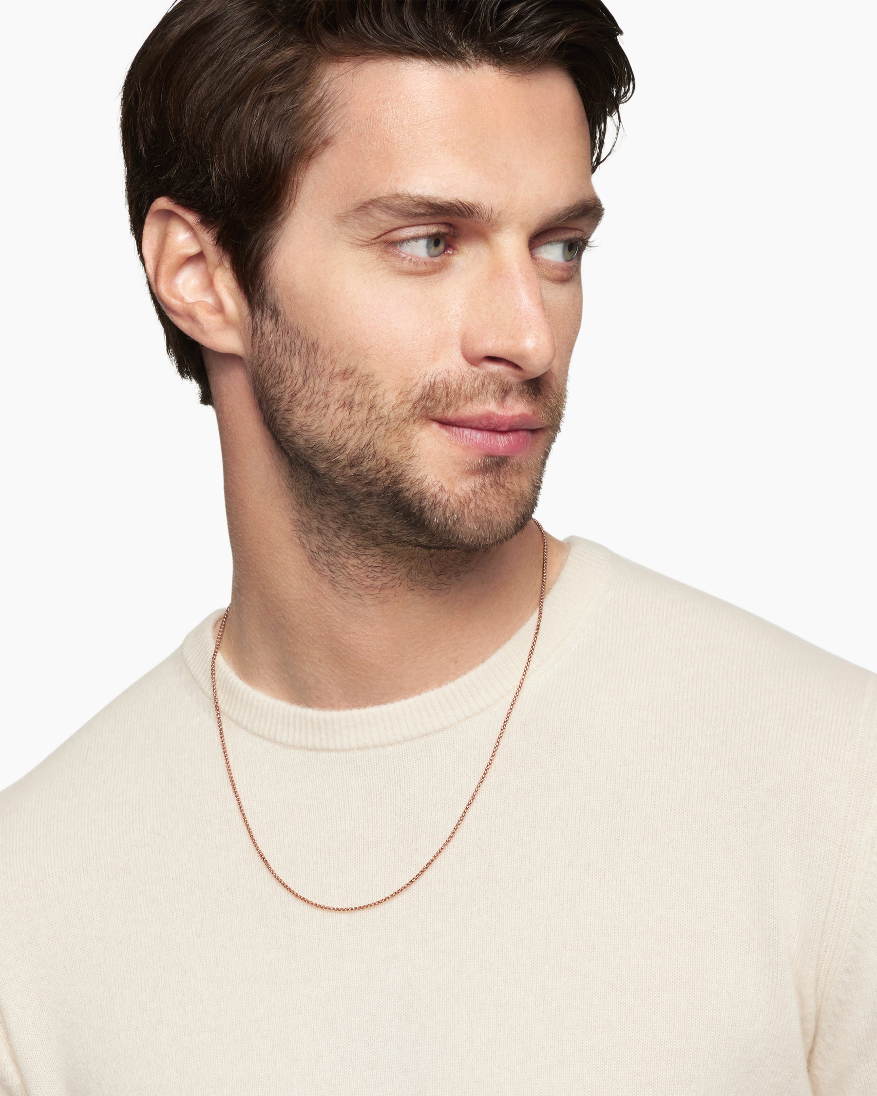 Alternative view of Box Chain Necklace in 18K Rose Gold, 1.7mm