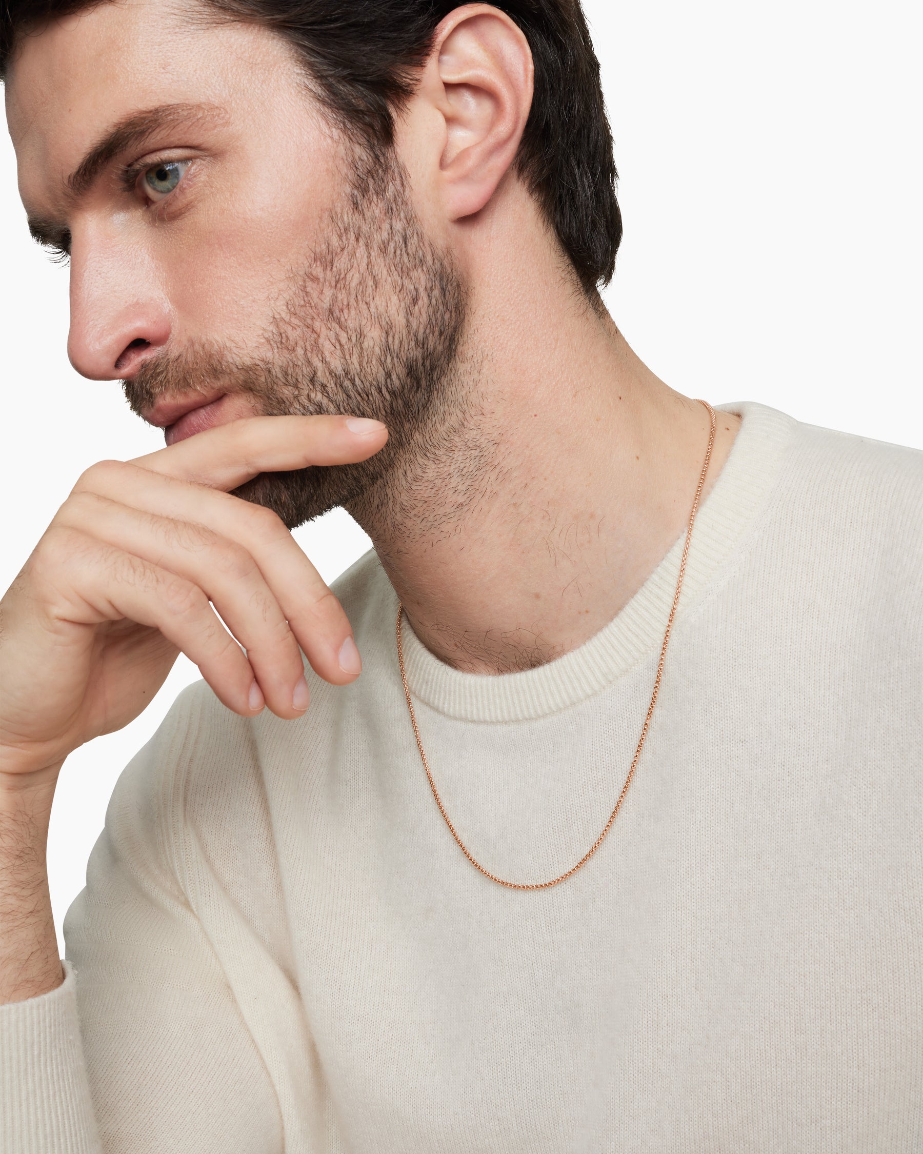 Box Chain Necklace in 18K Rose Gold, 1.7mm - Image 7
