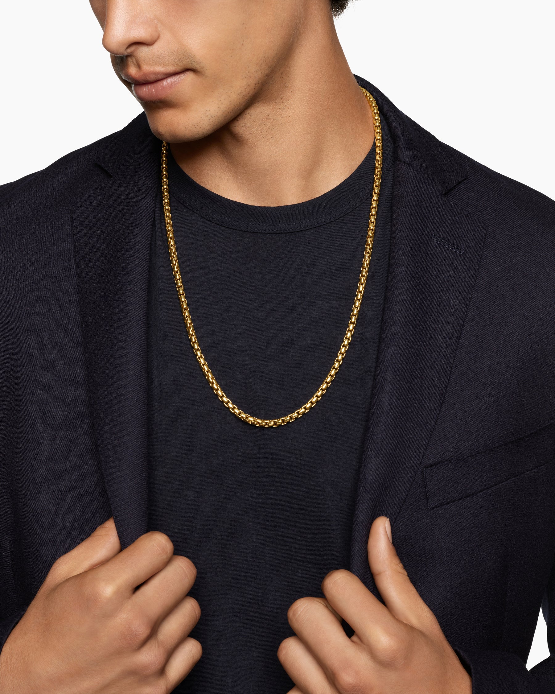 Alternative view of Box Chain Necklace in 18K Yellow Gold, 5mm