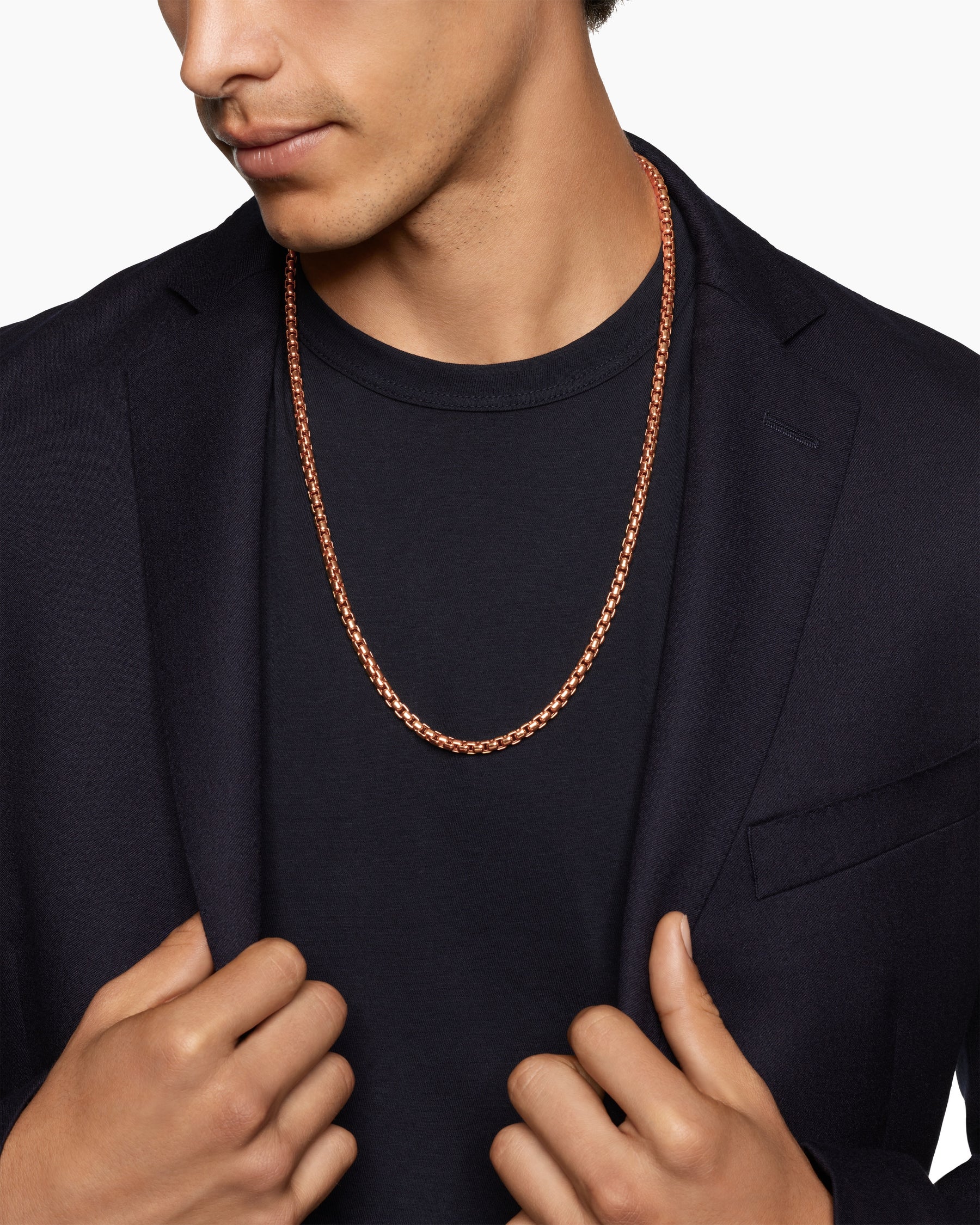 Alternative view of Box Chain Necklace in 18K Rose Gold, 5mm