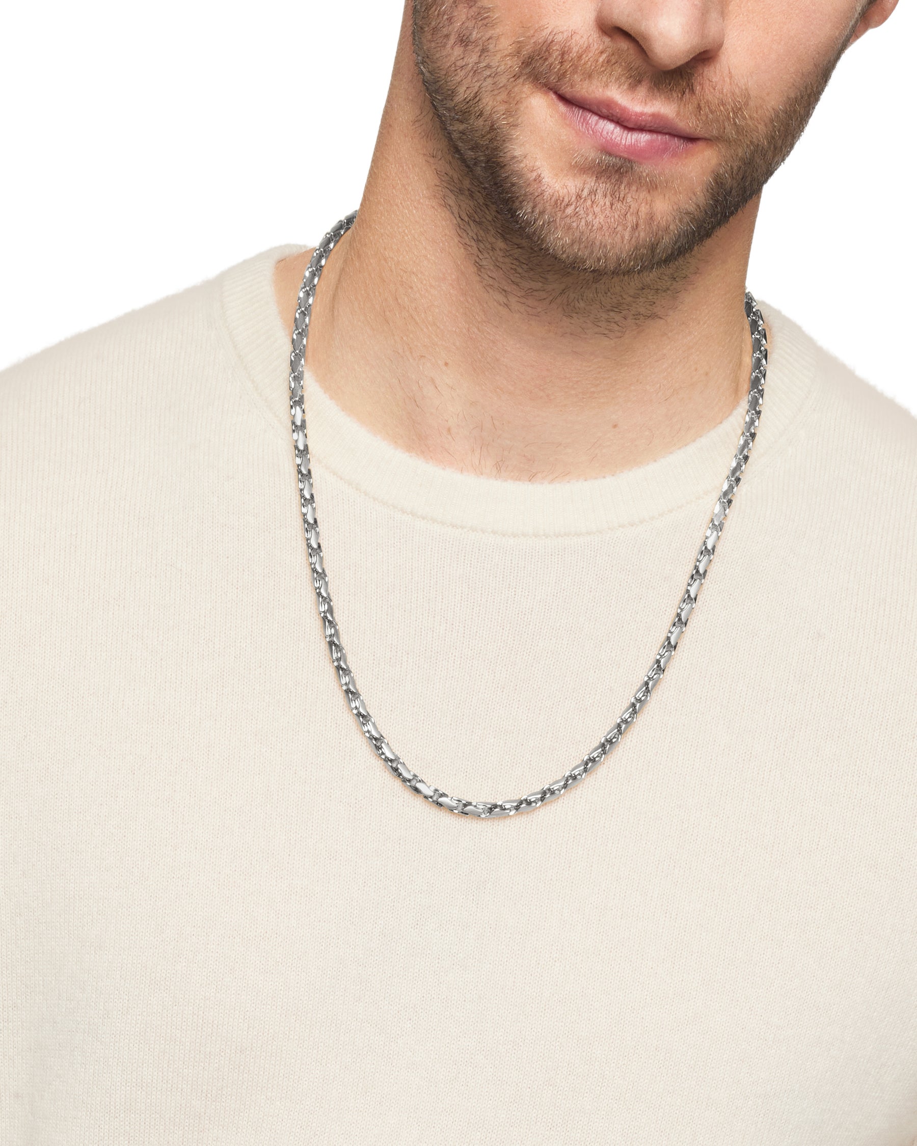 Fluted Chain Necklace in Sterling Silver, 5mm - Image 2