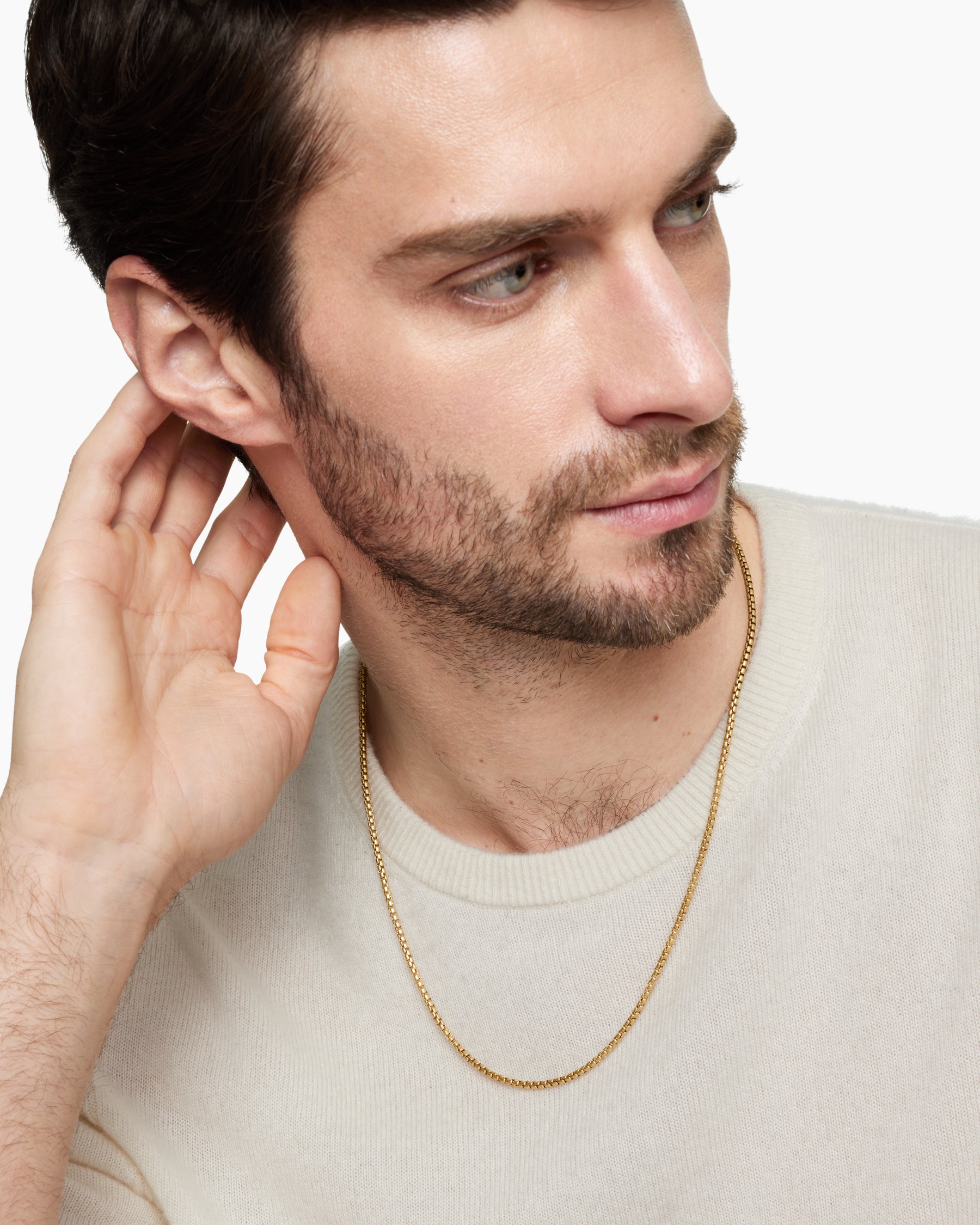 Box Chain Necklace in Brushed 18K Yellow Gold, 2.7mm - Image 7