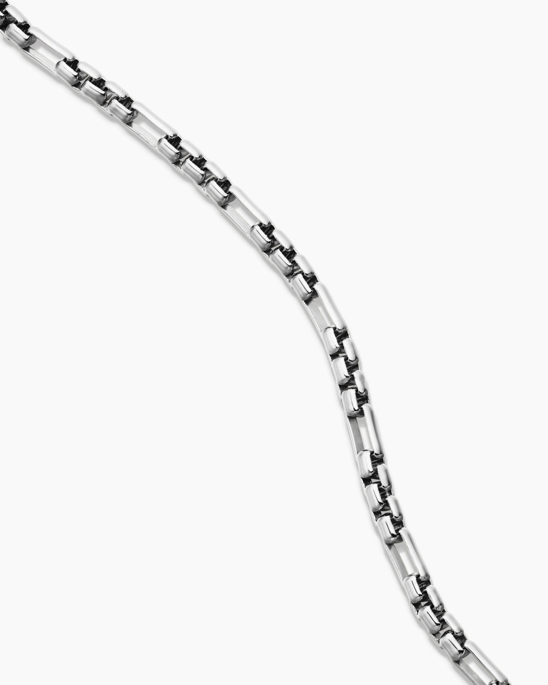 Open Station Box Chain Necklace in Sterling Silver, 3mm - Image 3