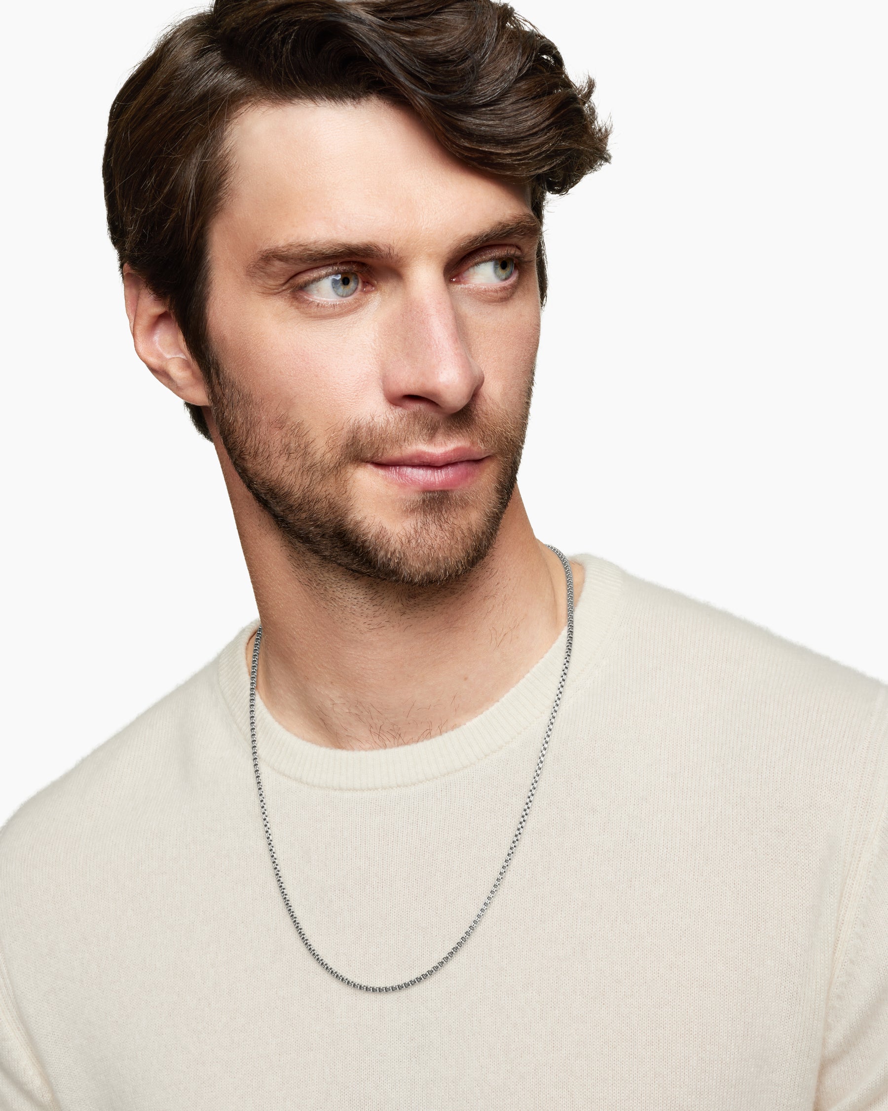 Alternative view of Double Box Chain Necklace in Sterling Silver, 2.6mm