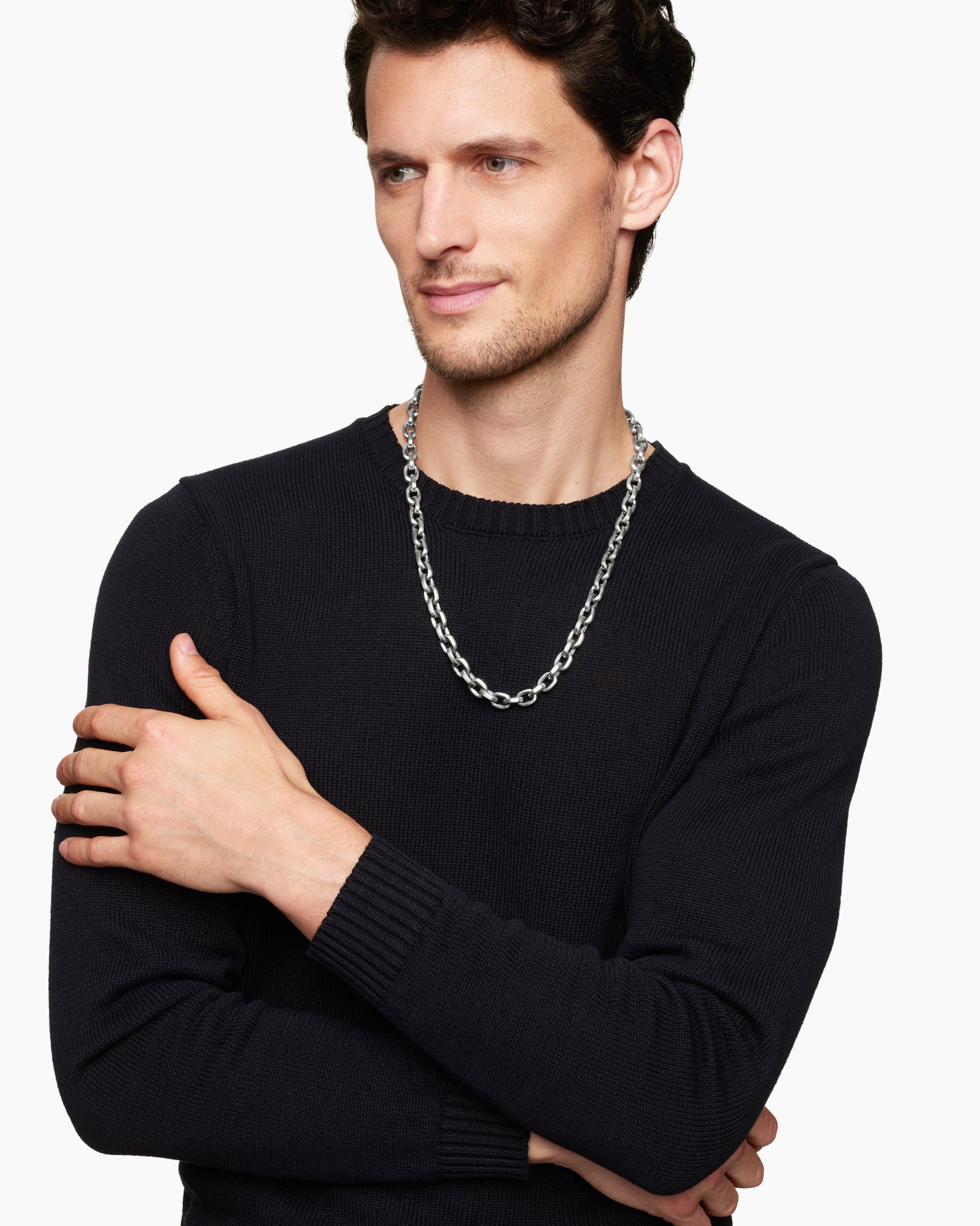Alternative view of Streamline Link Necklace in Sterling Silver, 9.5mm