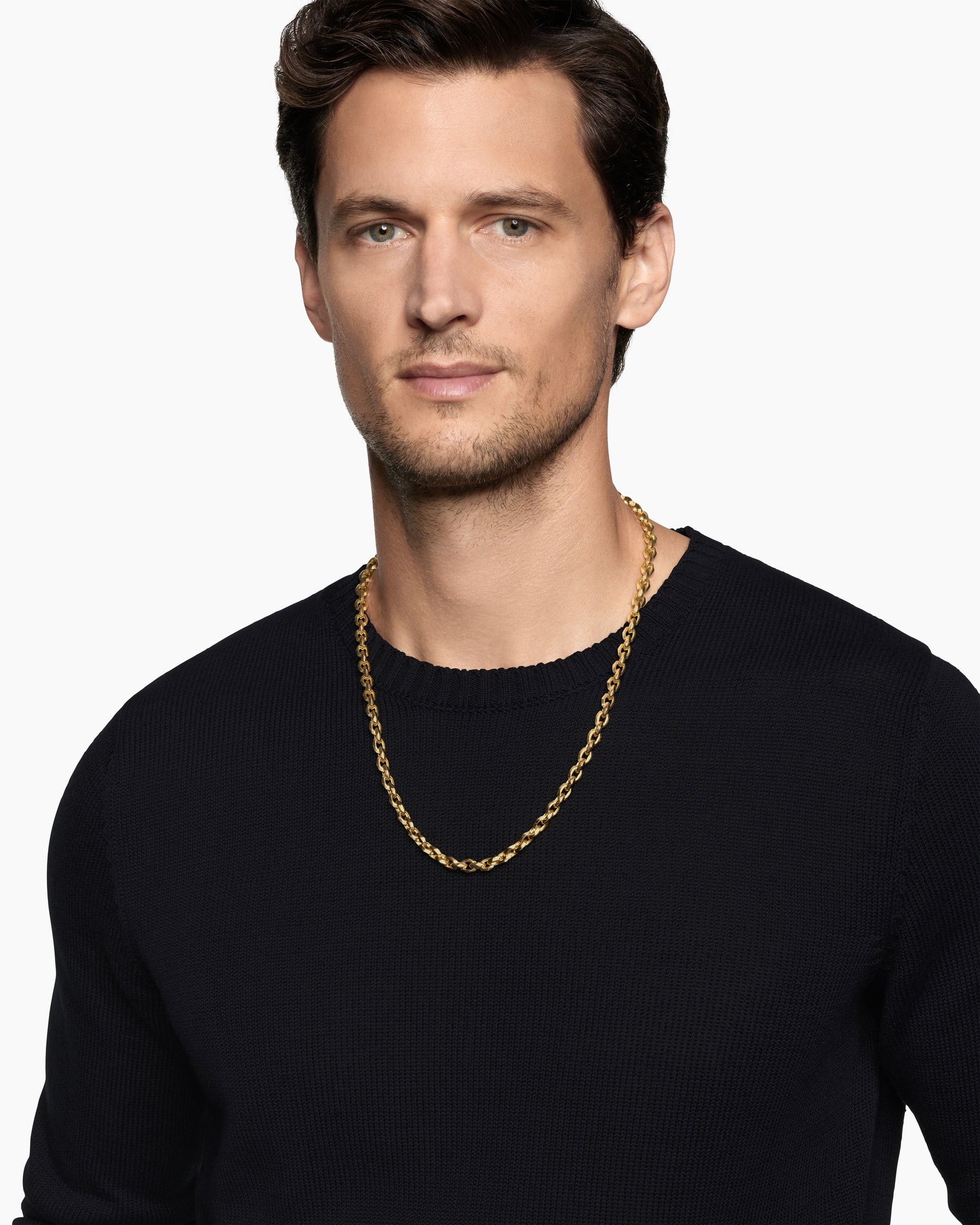 Alternative view of Faceted Chain Necklace in 18K Yellow Gold, 7mm