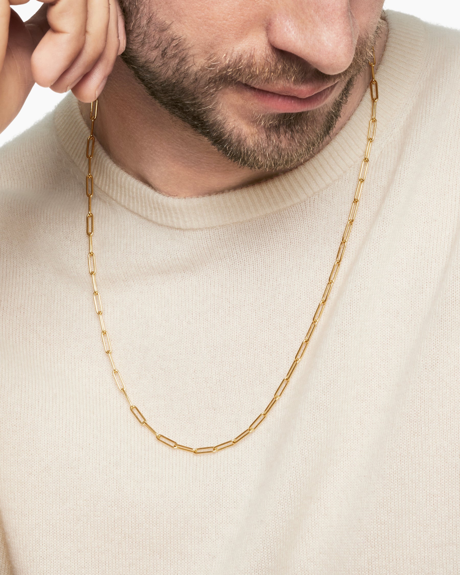 Alternative view of Streamline Chain Necklace in 18K Yellow Gold, 3.5mm
