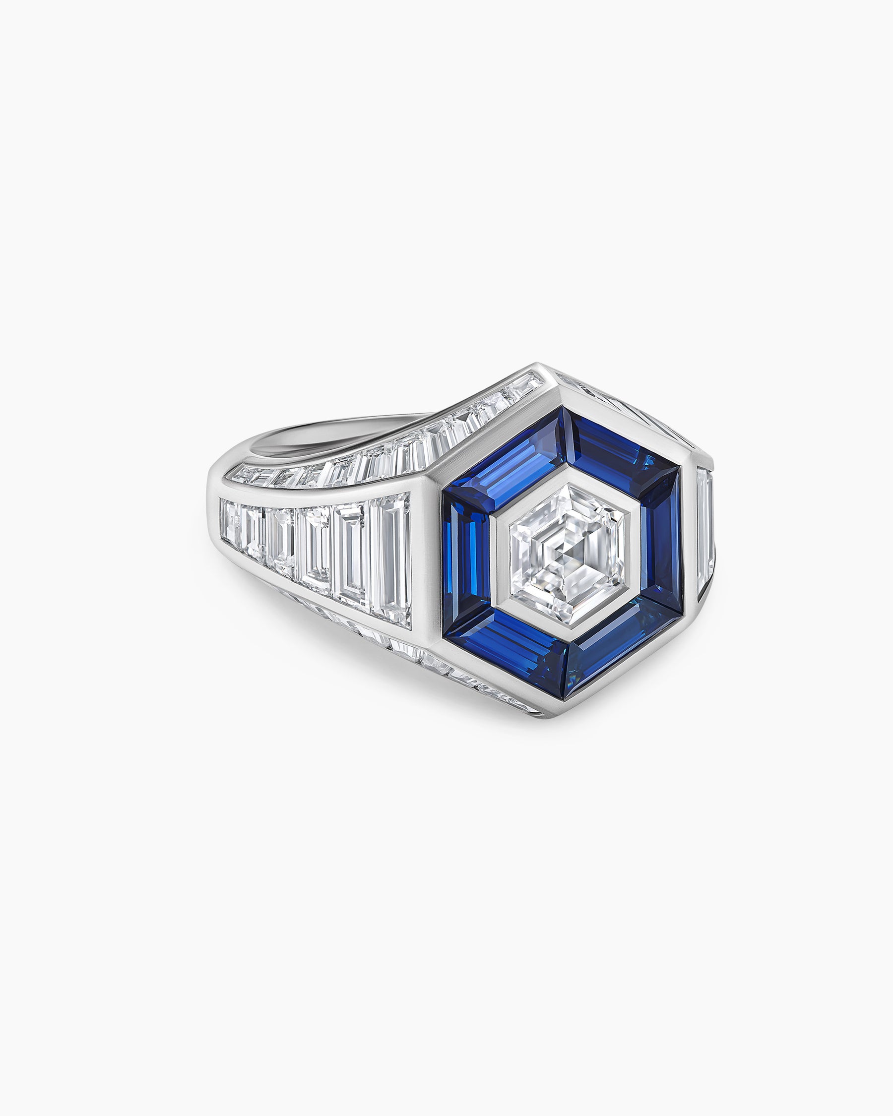 Deco Signet Ring in Platinum with Diamonds