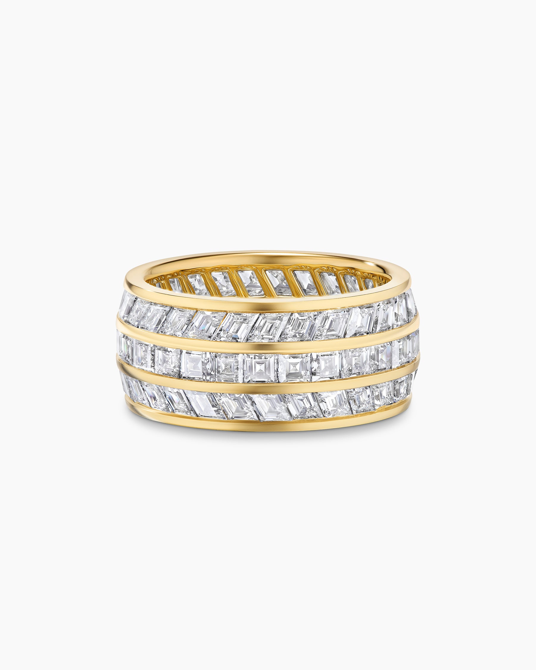 Deco Stone Band Ring in Yellow Gold with Diamonds